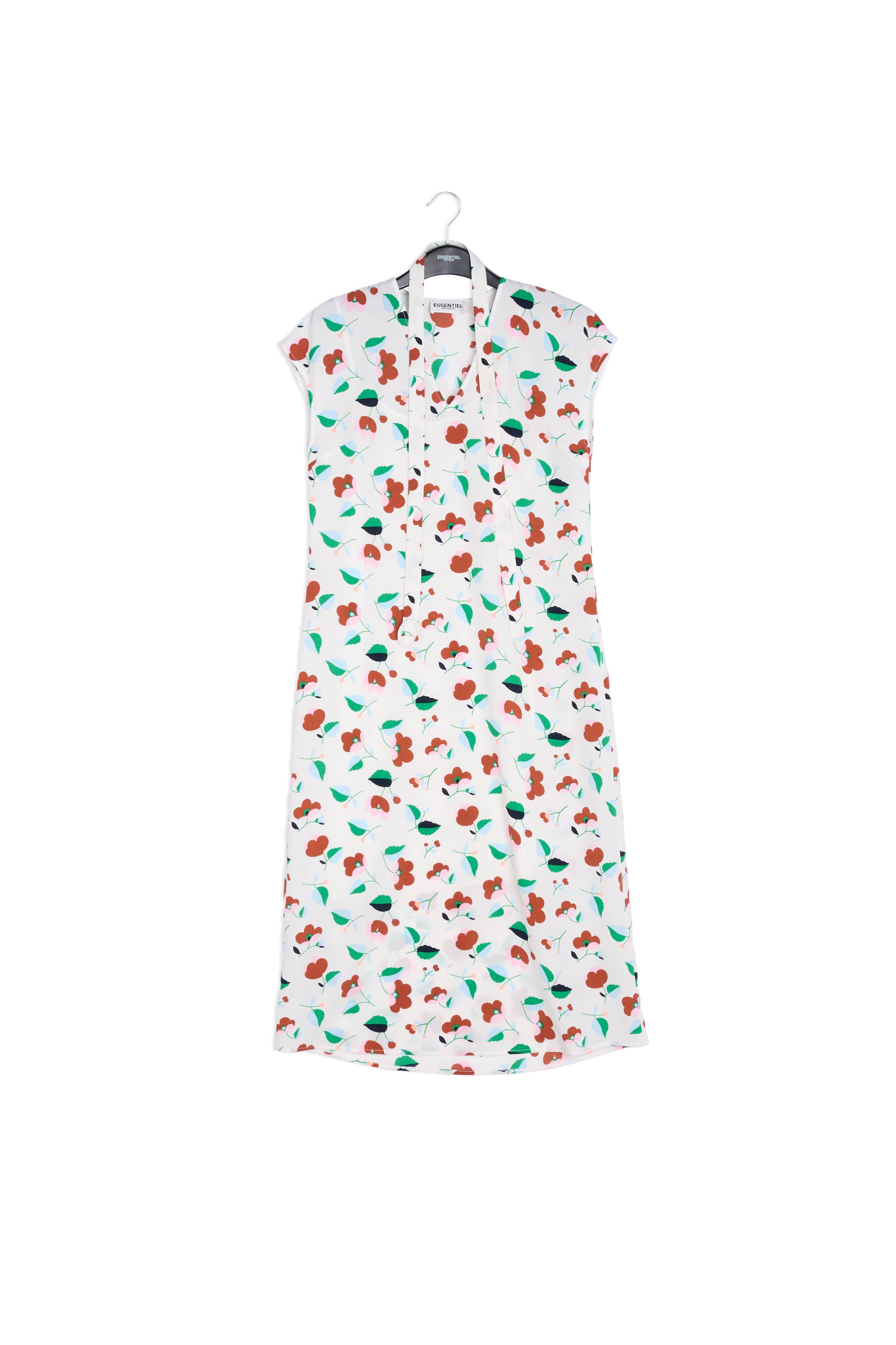 Off-white floral belted midi dress RE—SSENTIEL | Essentiel second hand