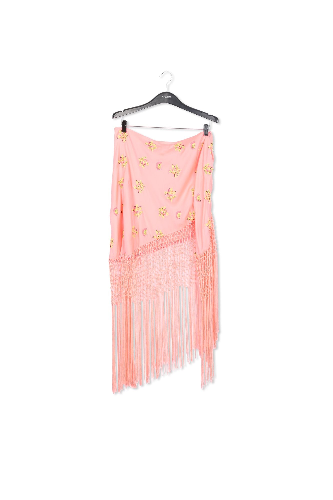 Peach embroidered front-tie mini skirt with fringes RE—SSENTIEL | Essentiel second hand