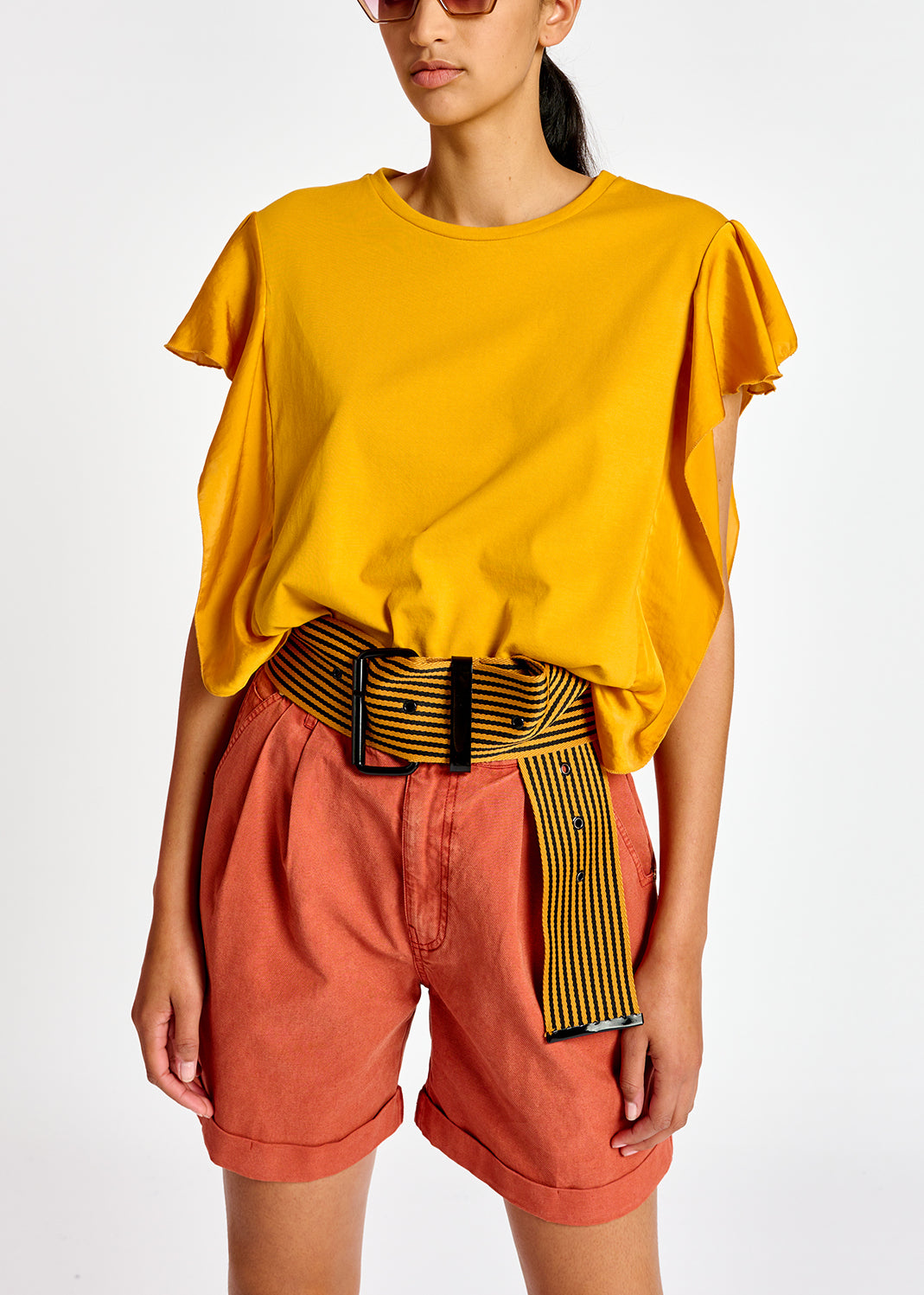 Short en jean orange foncé à taille haute RE—SSENTIEL | Essentiel second hand