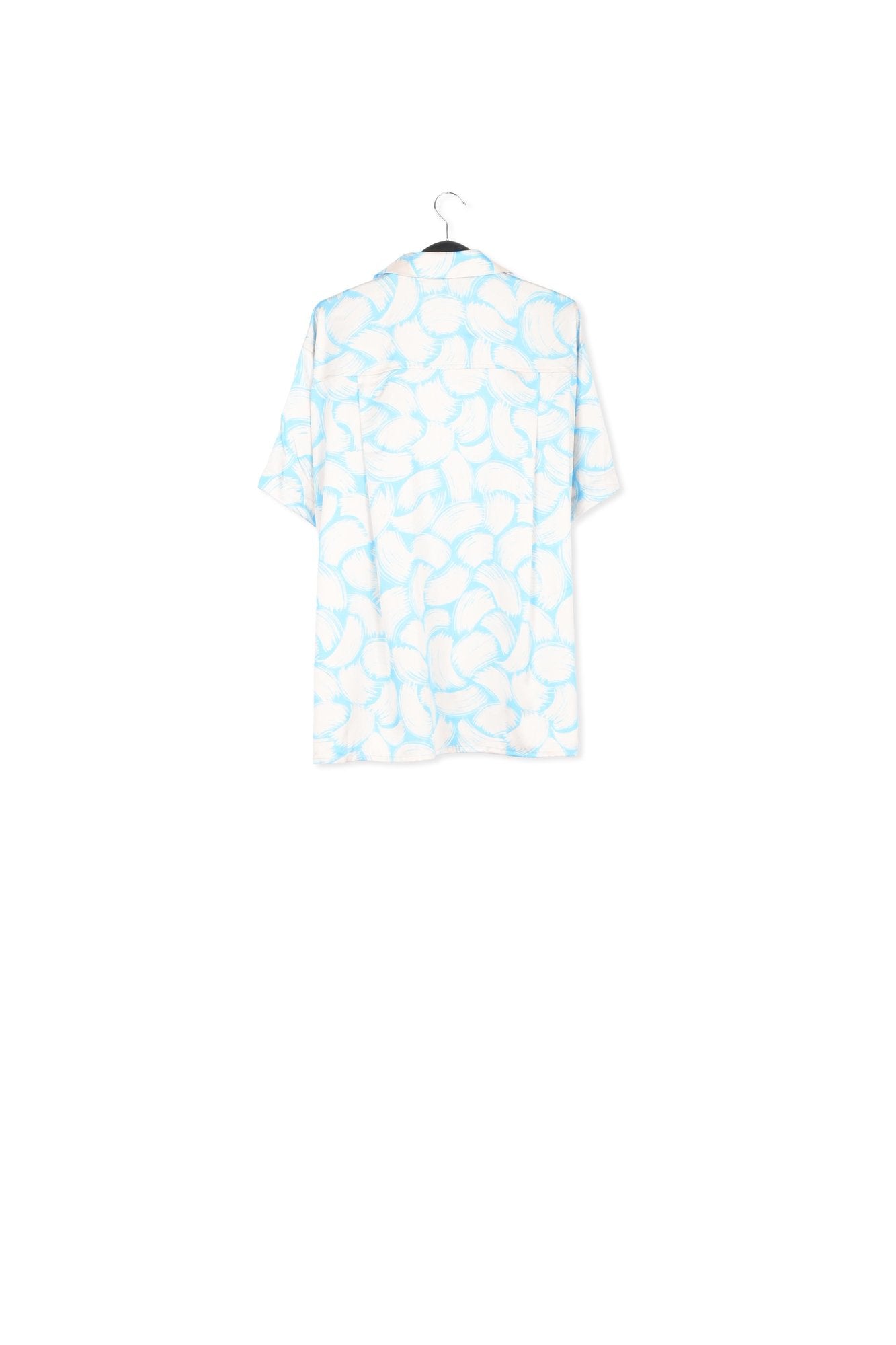 Blue and off-white short-sleeved shirt with abstract print RE—SSENTIEL | Essentiel second hand