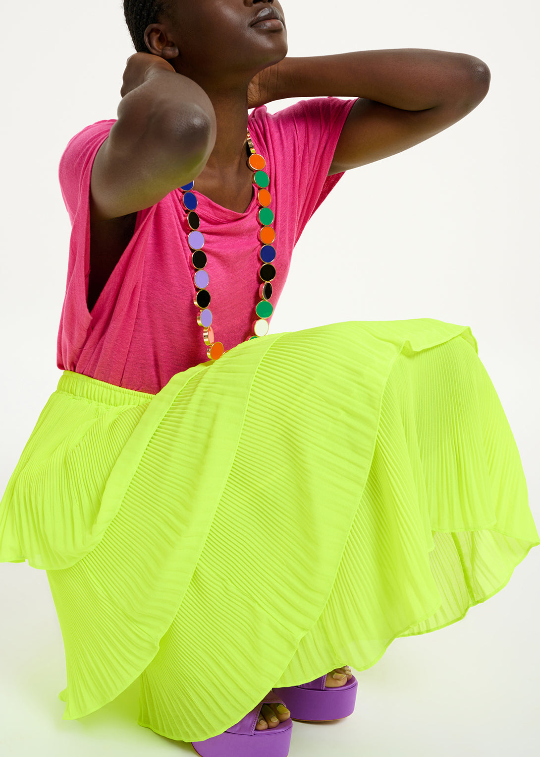 Fuchsia linen T-shirt RE—SSENTIEL | Essentiel second hand