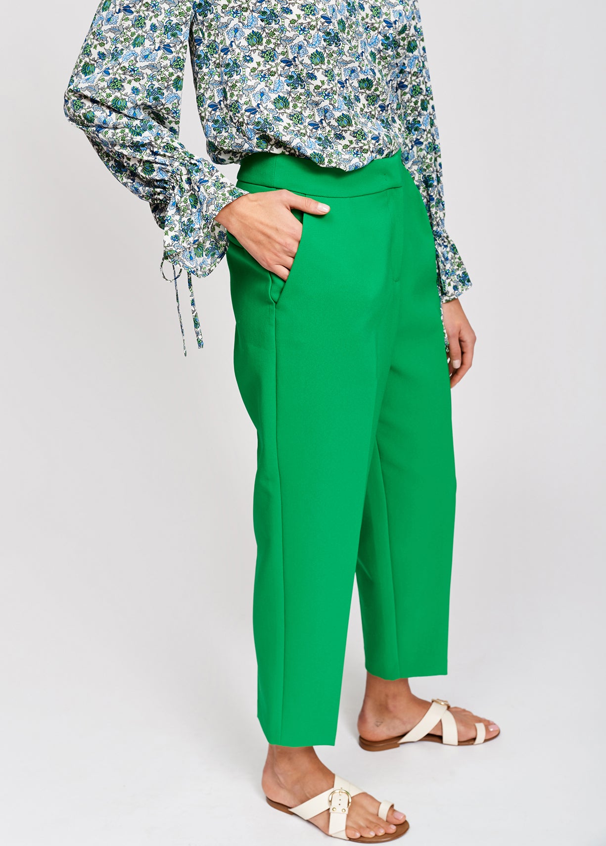 Groene klassieke geklede broek RE—SSENTIEL | Essentiel second hand