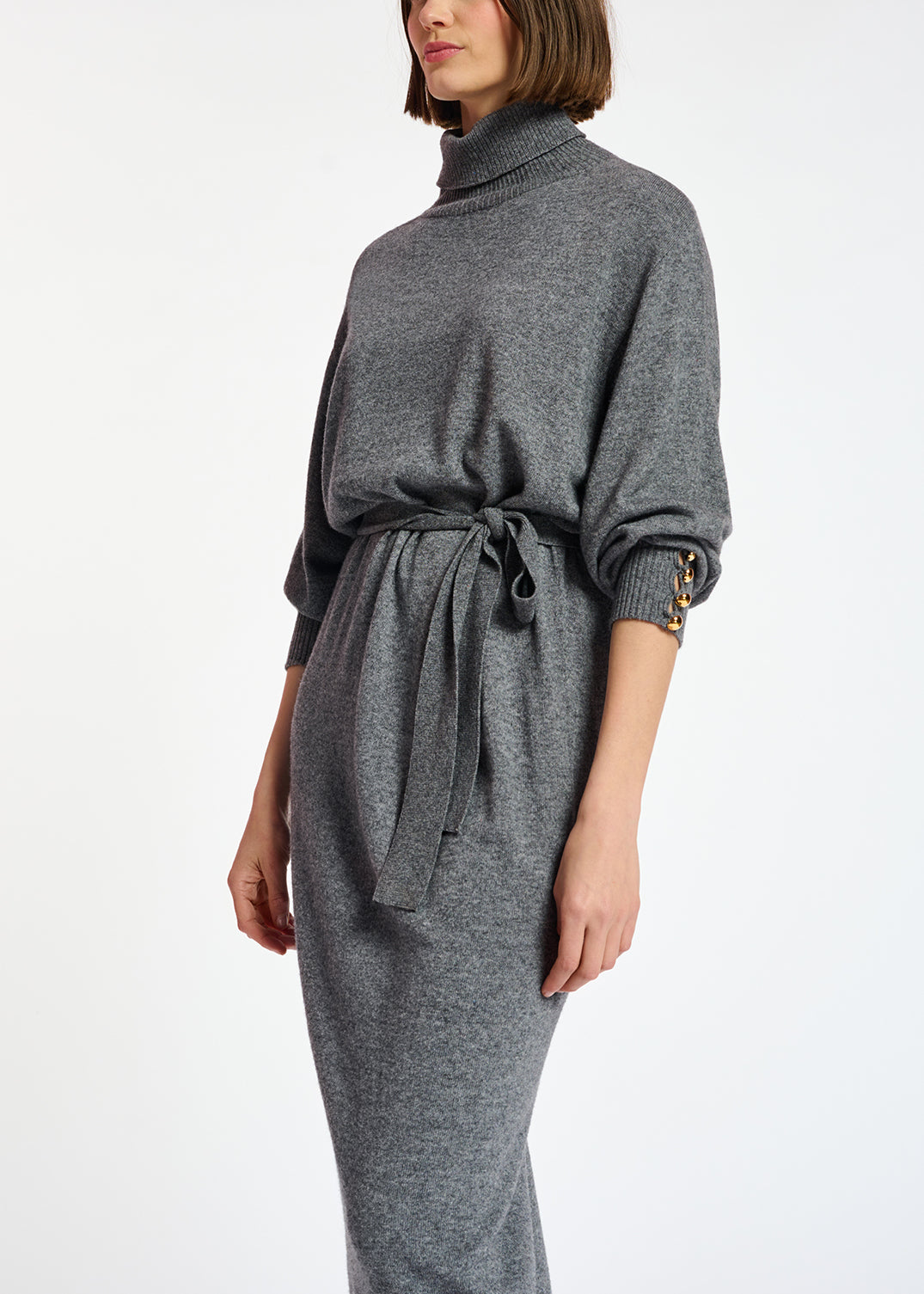 Robe à  col roulé en tricot gris RE—SSENTIEL | Essentiel second hand