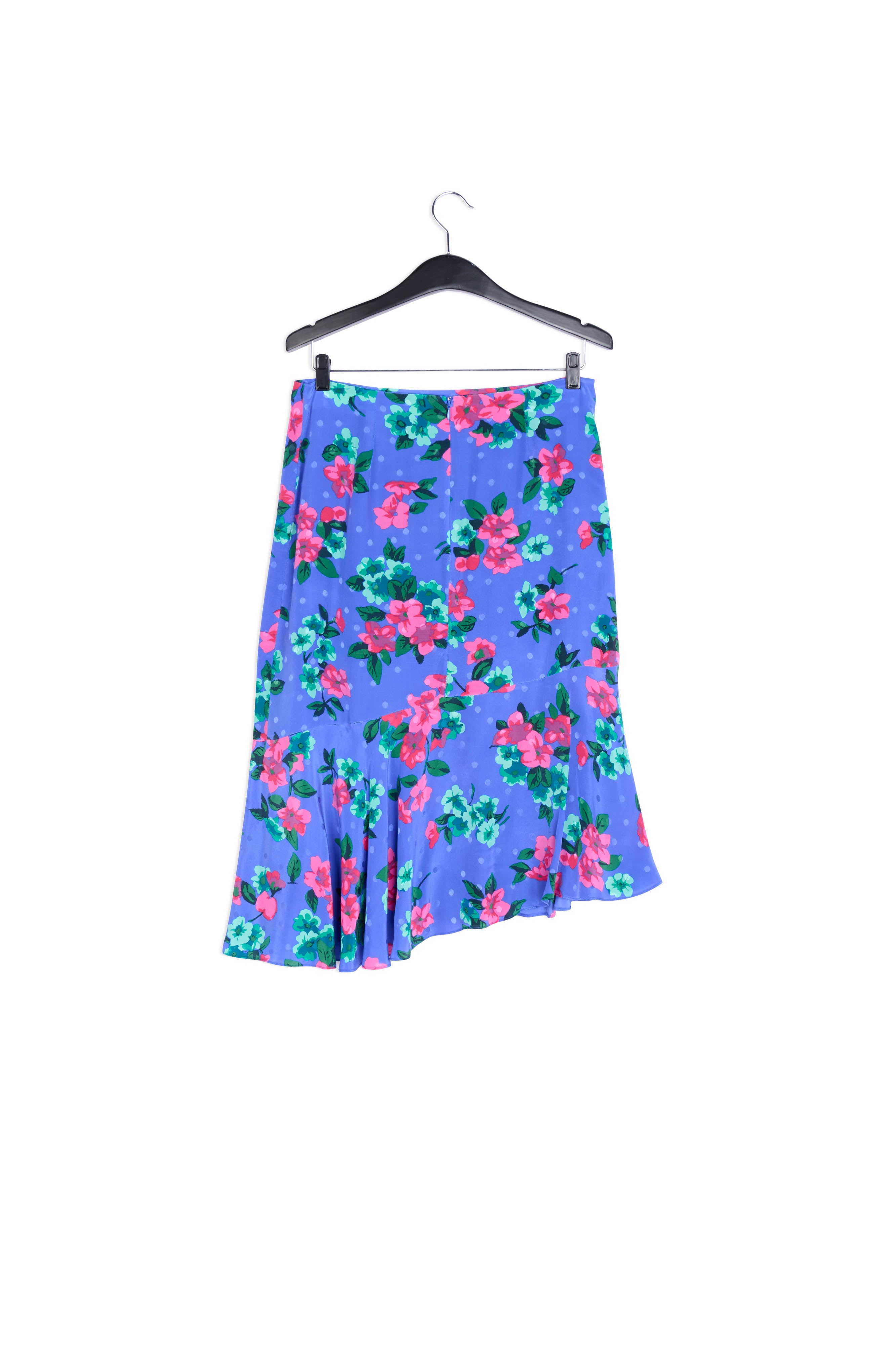 Jupe bleue en soie à fleurs et à pois RE—SSENTIEL | Essentiel second hand