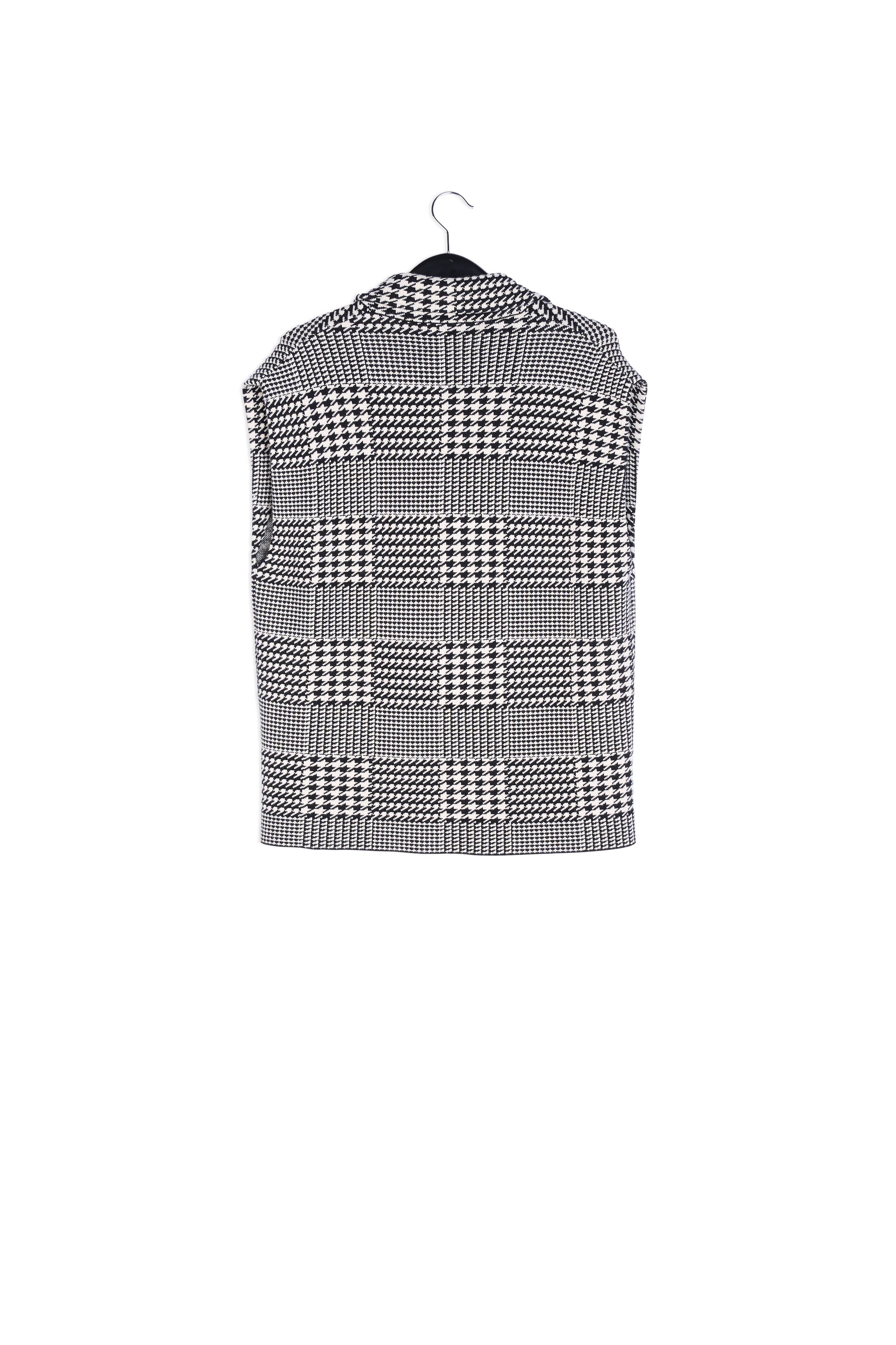 Sleeveless offf-white and black check cardigan RE—SSENTIEL | Essentiel second hand