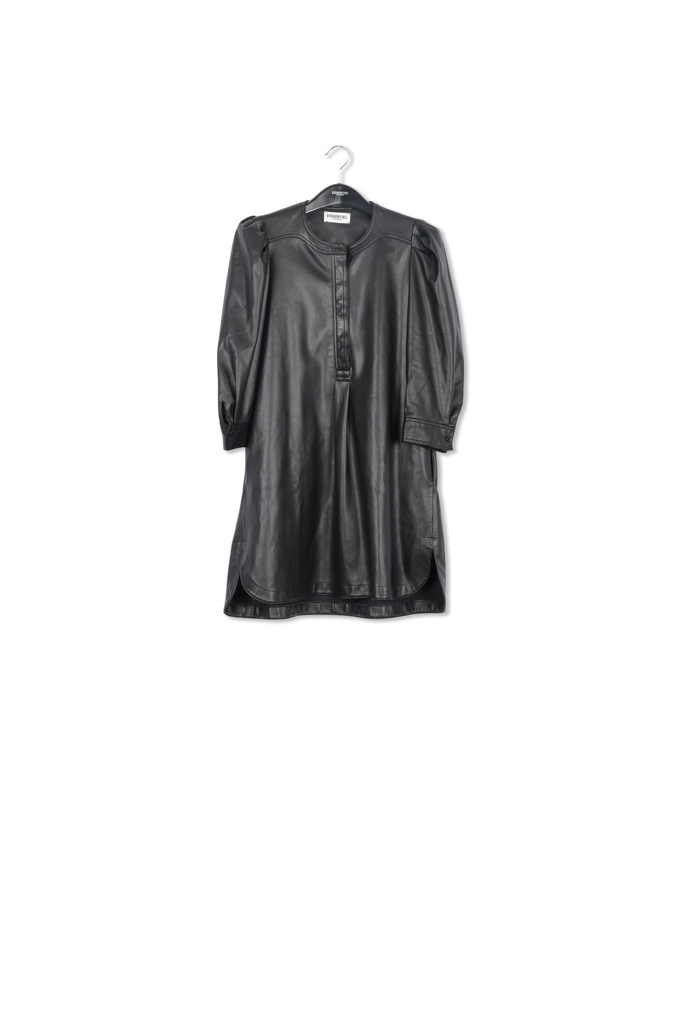 Black faux leather belted mini dress RE—SSENTIEL | Essentiel second hand