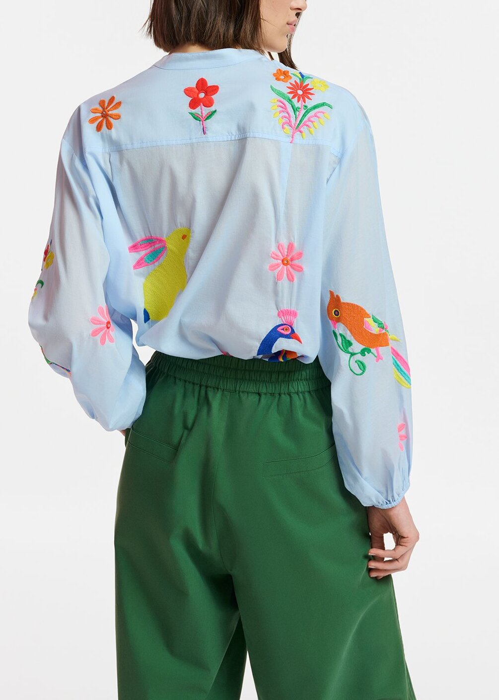 Light blue cotton shirt with embroideries RE—SSENTIEL | Essentiel second hand