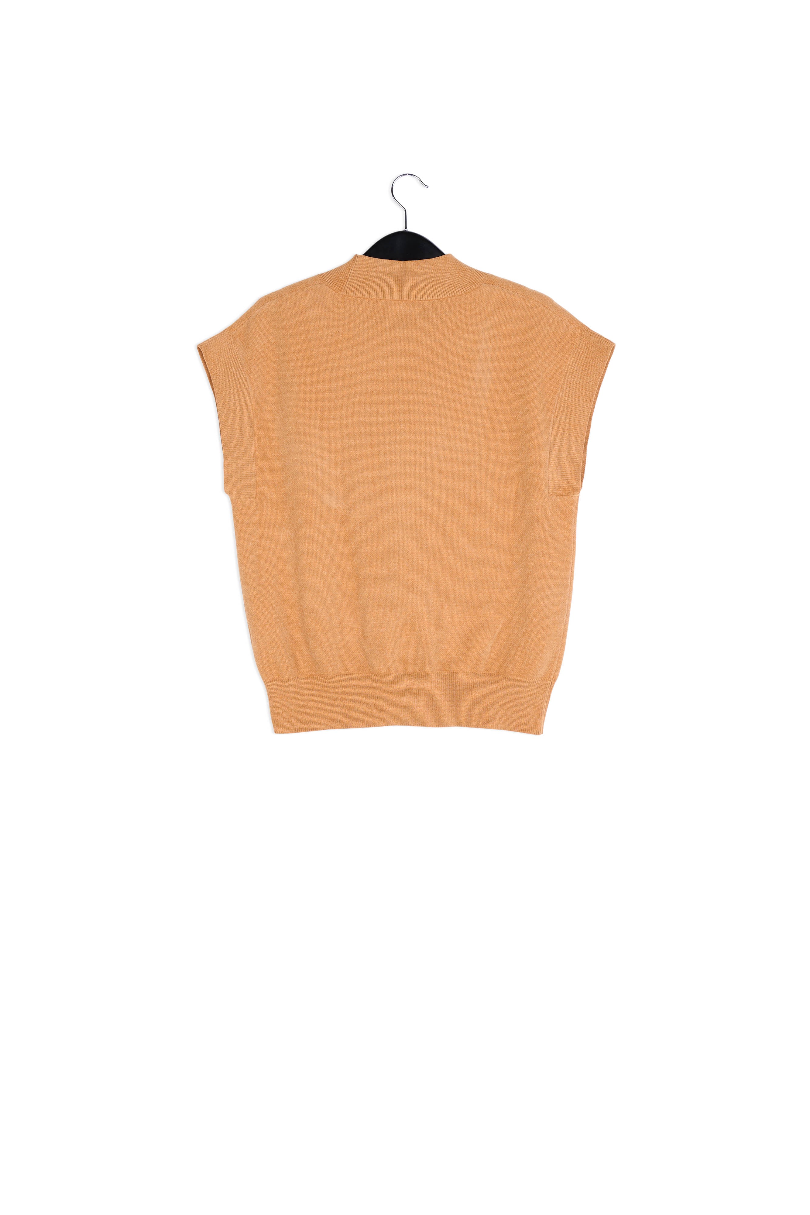 Camel sleeveless knitted vest RE—SSENTIEL | Essentiel second hand