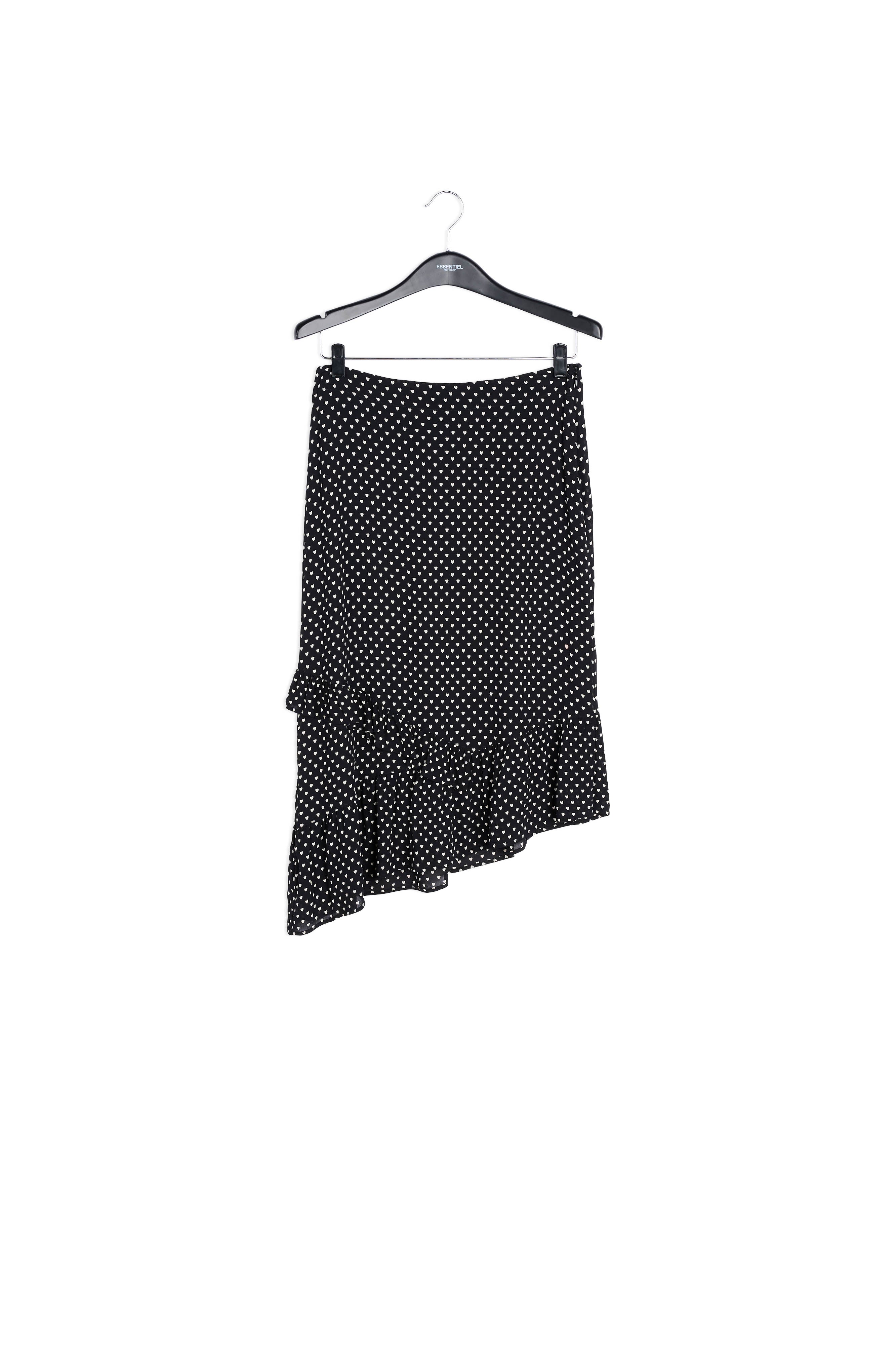Black asymetrical skirt with hearts RE—SSENTIEL | Essentiel second hand