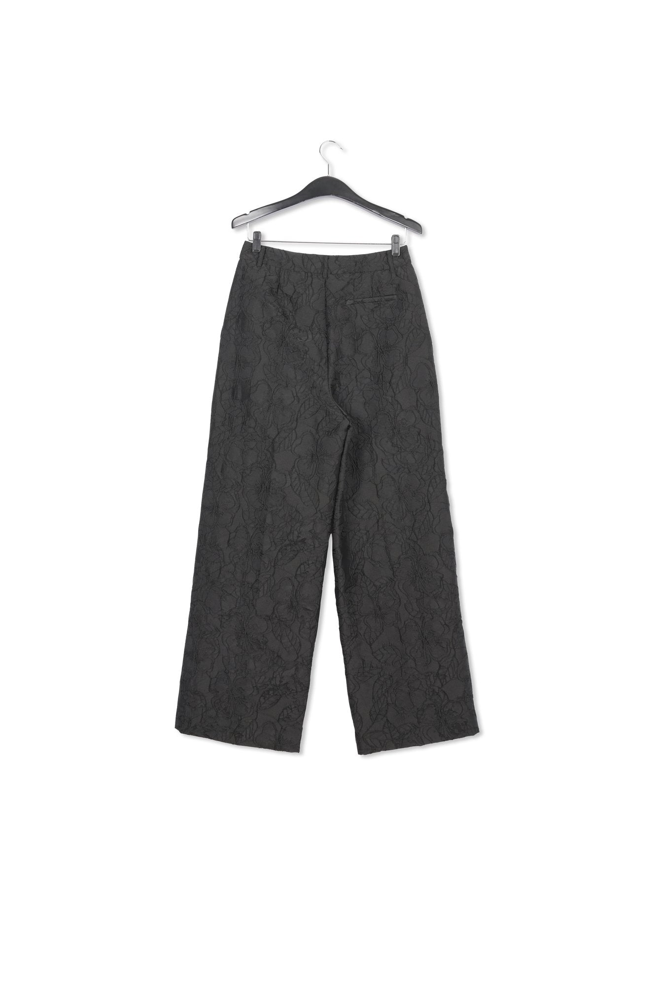 Black floral-jacquard straight-leg pants RE—SSENTIEL | Essentiel second hand