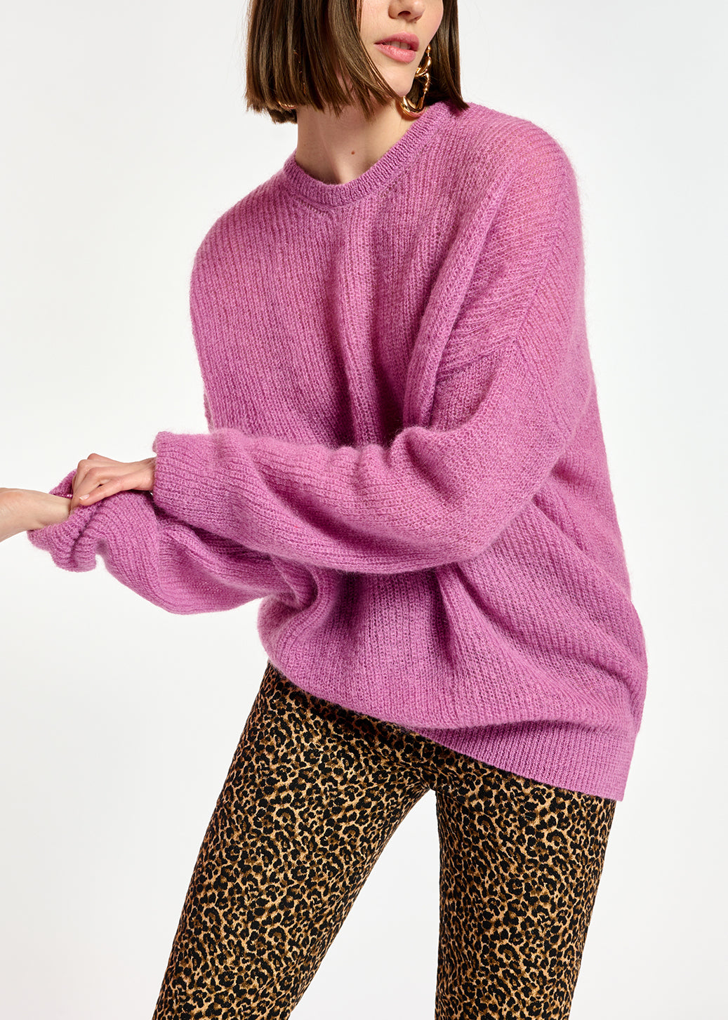 Dark lilac oversized mohair-blend knit sweater RE—SSENTIEL | Essentiel second hand