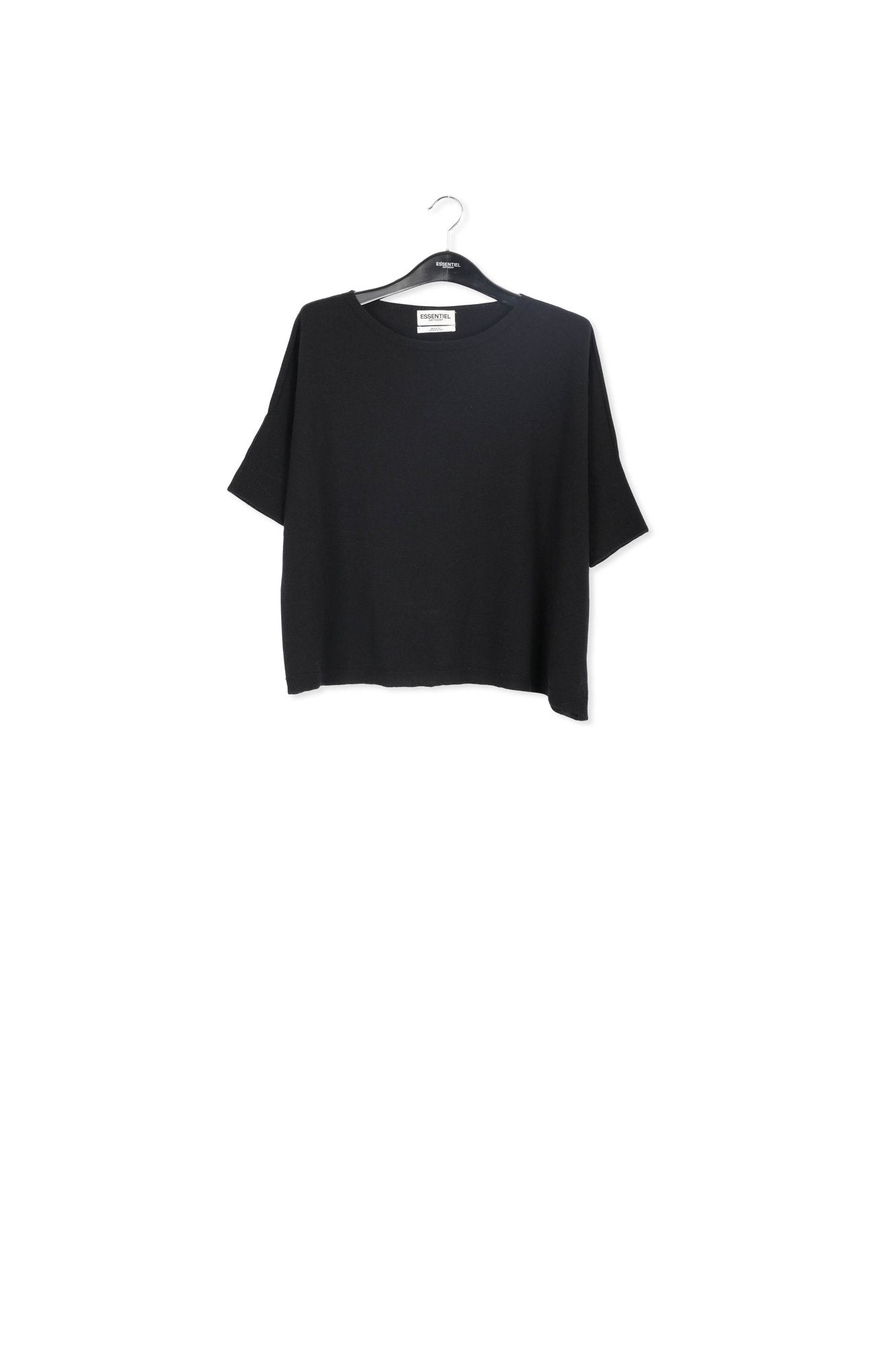 Top noir oversize tricoté en cachemire mélangée RE—SSENTIEL | Essentiel second hand