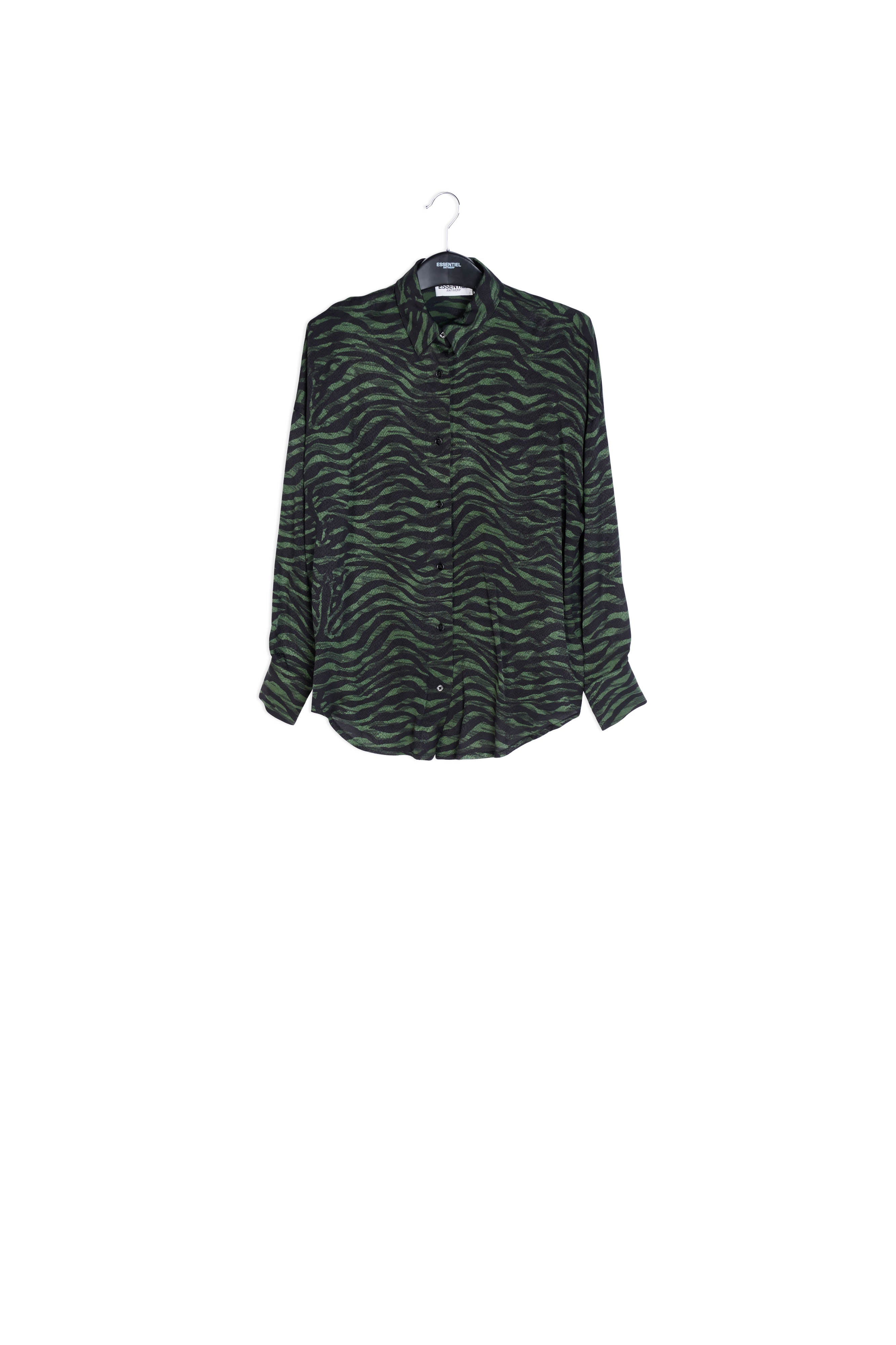 Green and black zebra print oversized shirt RE—SSENTIEL | Essentiel second hand