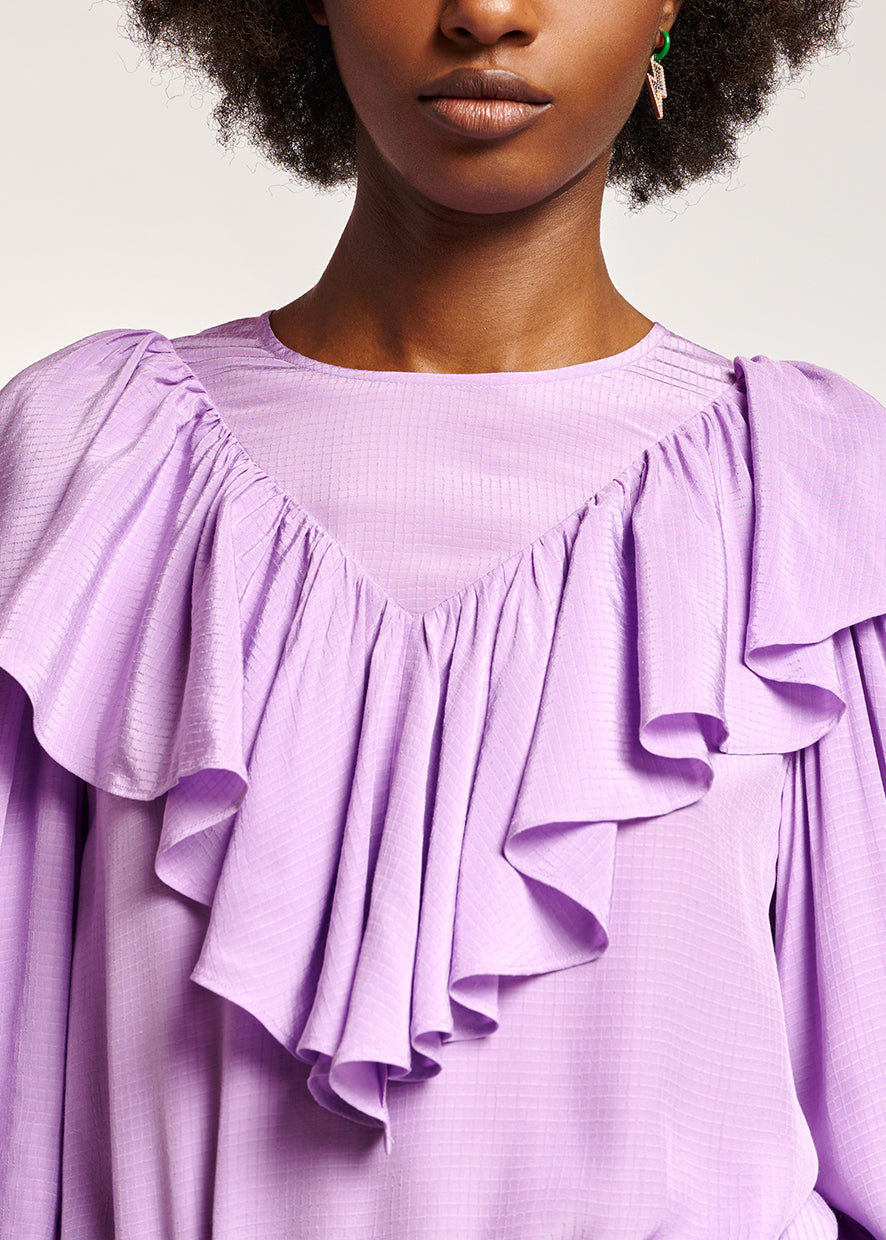 Lilac fluid loose-fit top with ruffles RE—SSENTIEL | Essentiel second hand