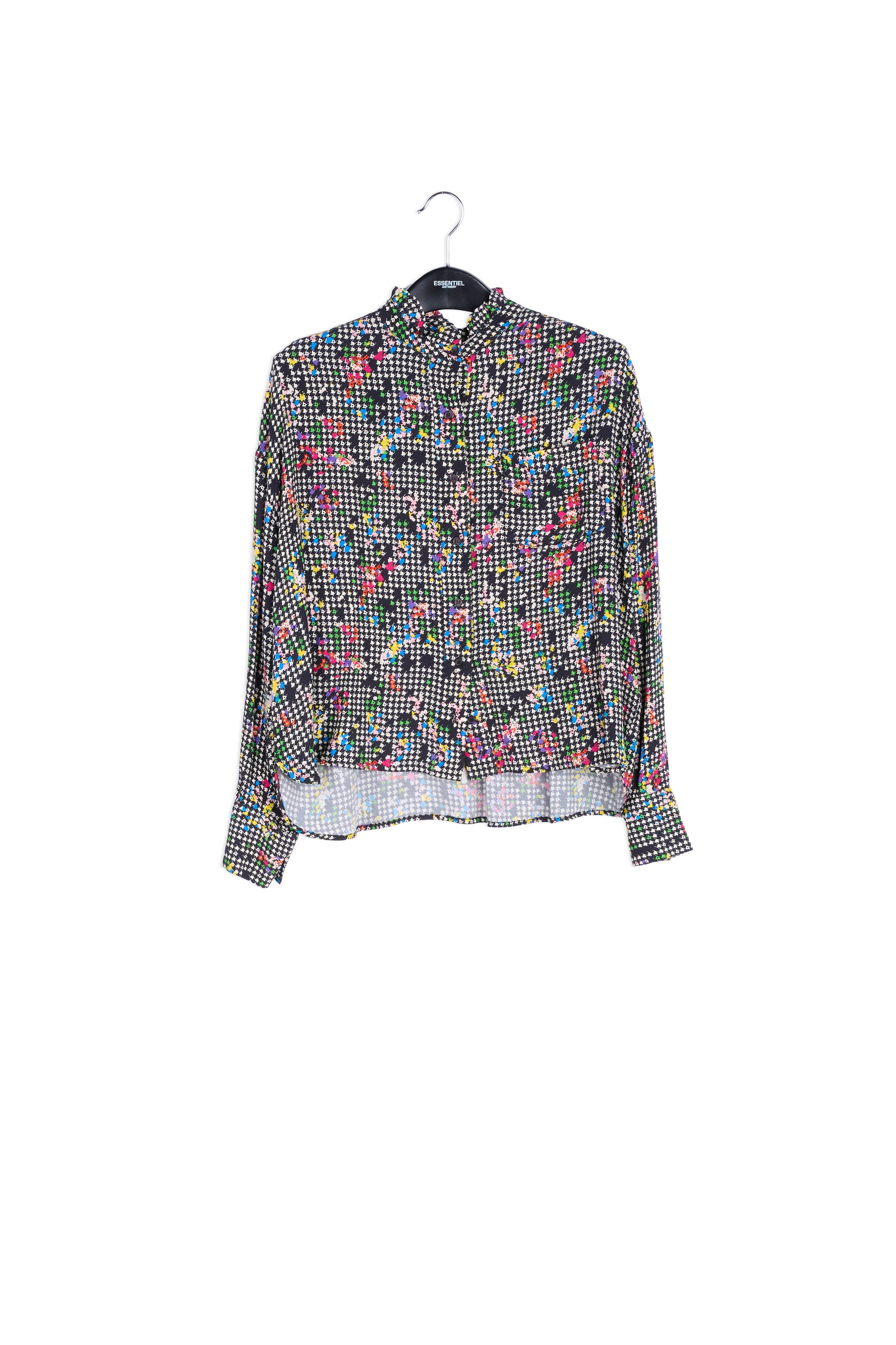 Black and white boxy shirt with frilled collar RE—SSENTIEL | Essentiel second hand