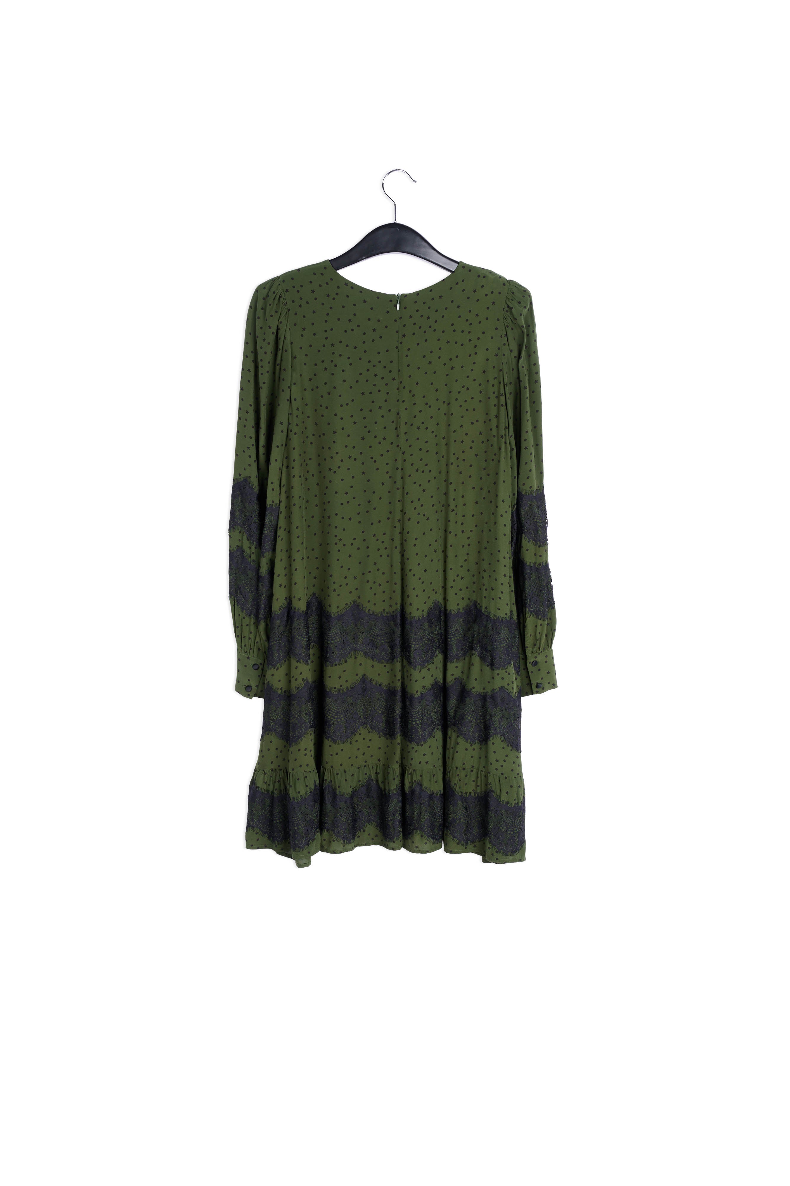 Kakigroene mini-jurk met kanten details RE—SSENTIEL | Essentiel second hand