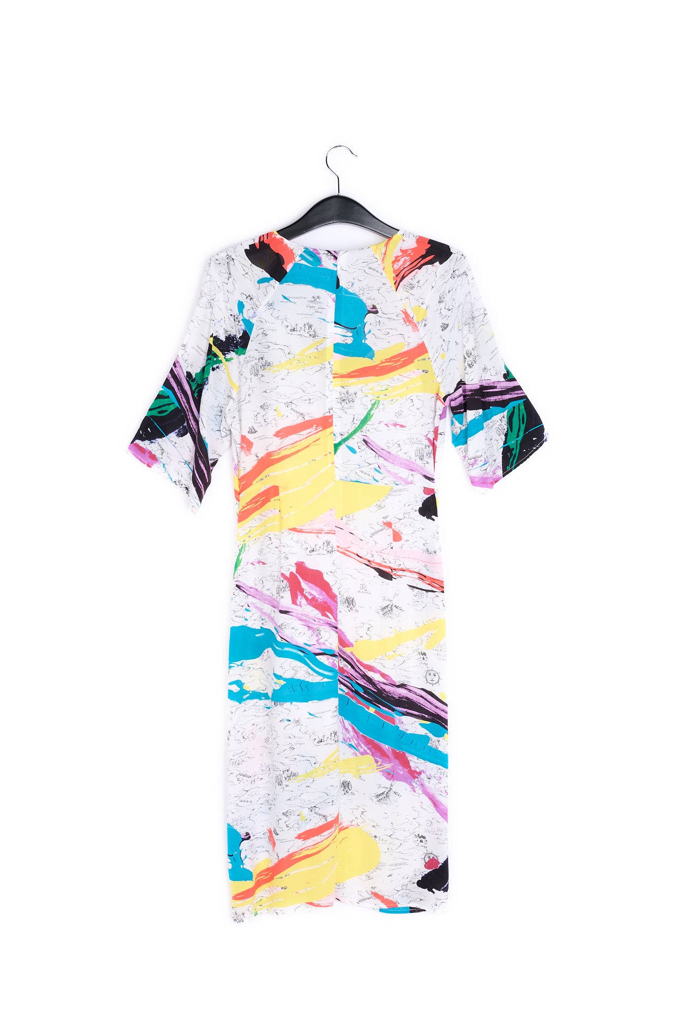 Off-white midi dress with colorful splatters RE—SSENTIEL | Essentiel second hand