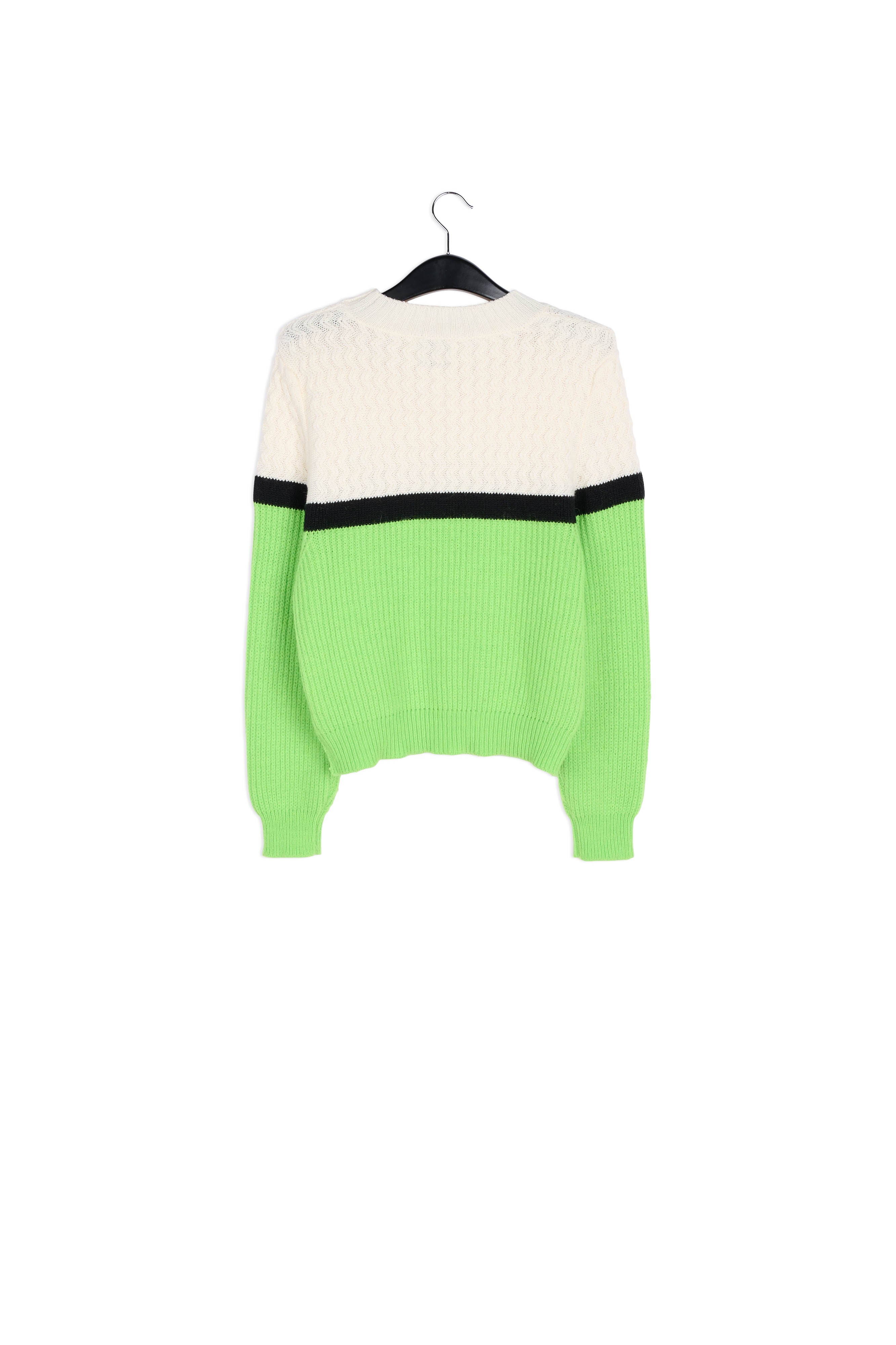 White and green two stitch sweater RE—SSENTIEL | Essentiel second hand