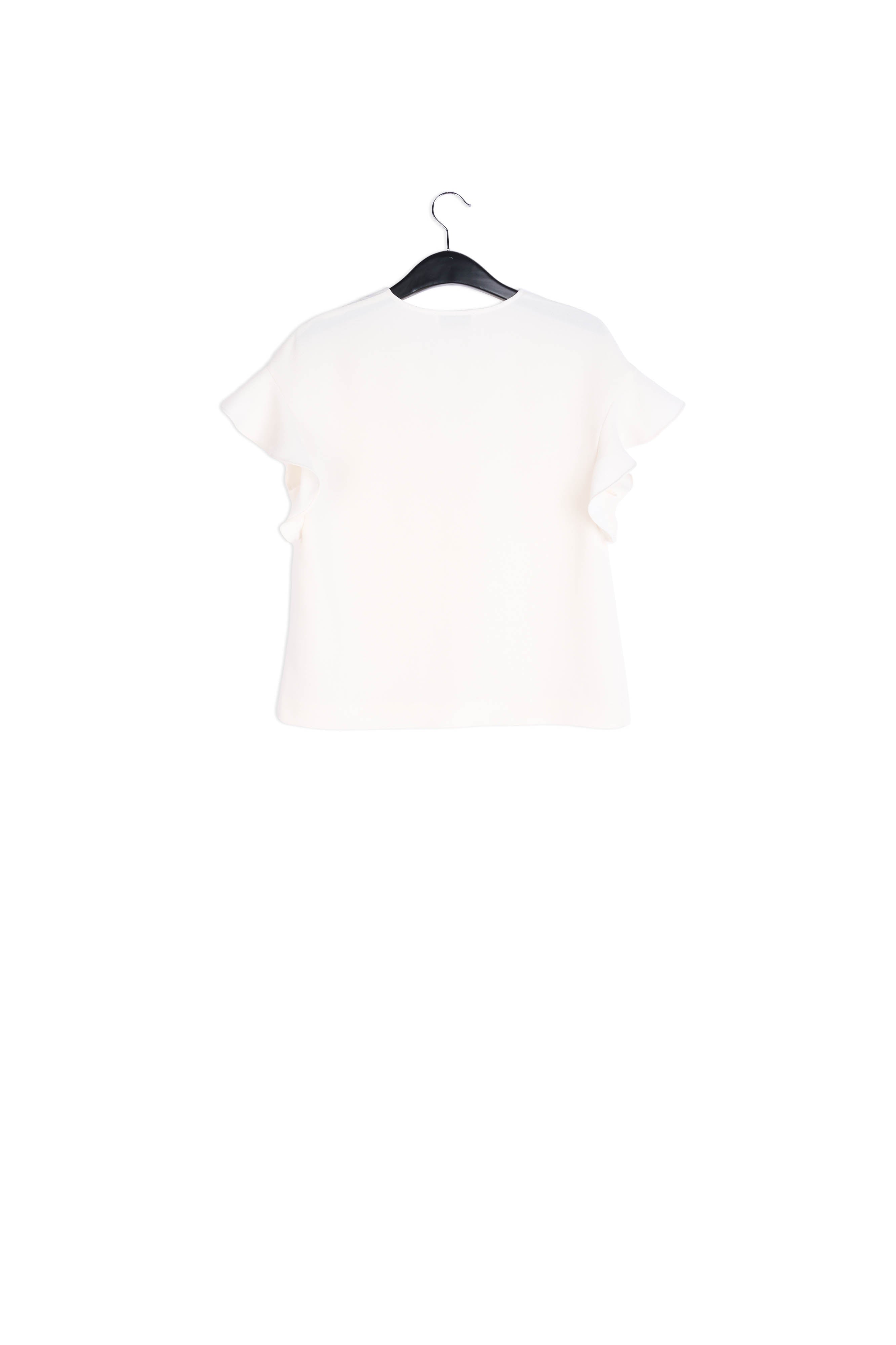 Orange and red floral print top with ruffled sleeves RE—SSENTIEL | Essentiel second hand