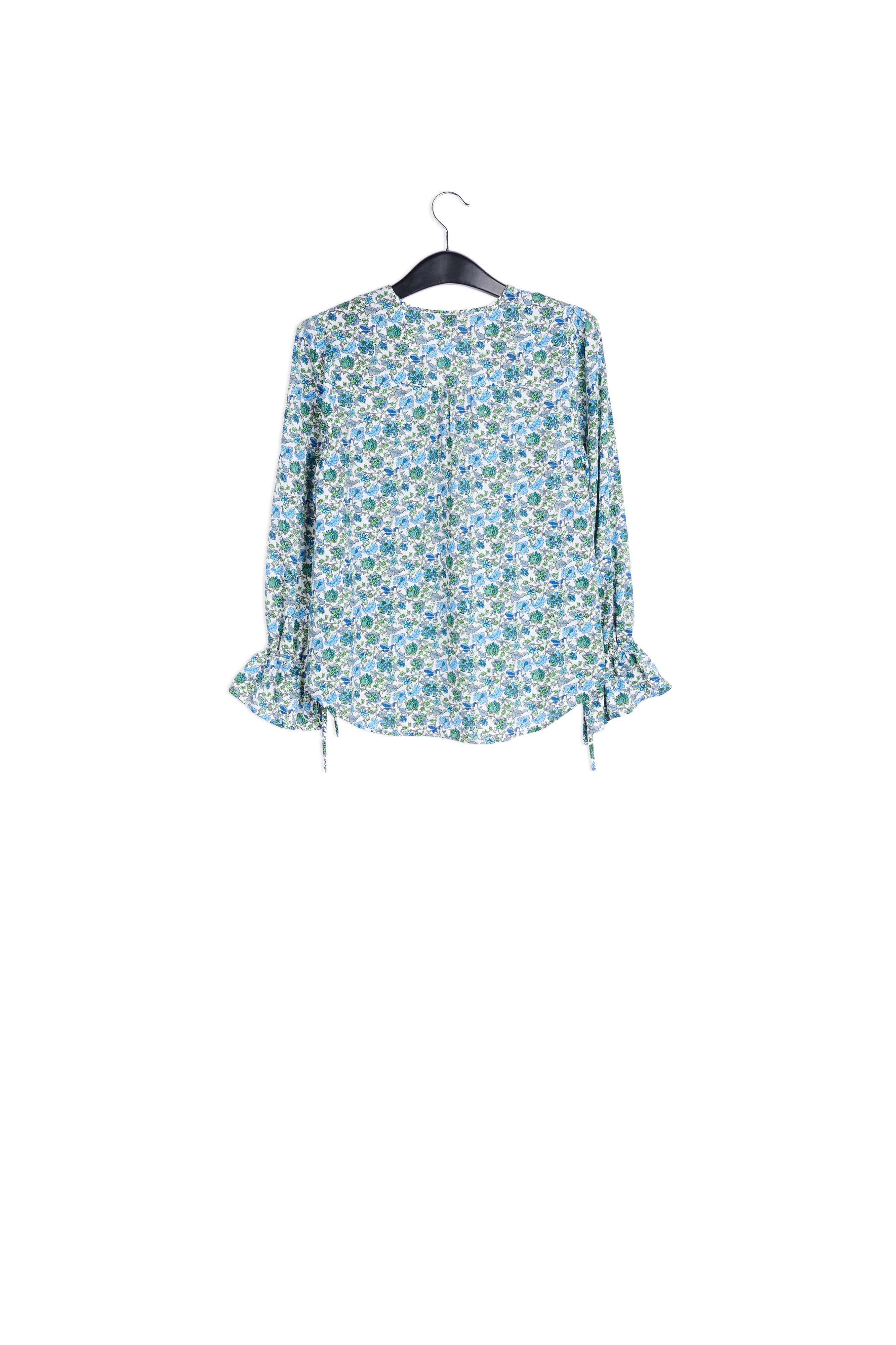 White top with blue floral print and rhinestones RE—SSENTIEL | Essentiel second hand