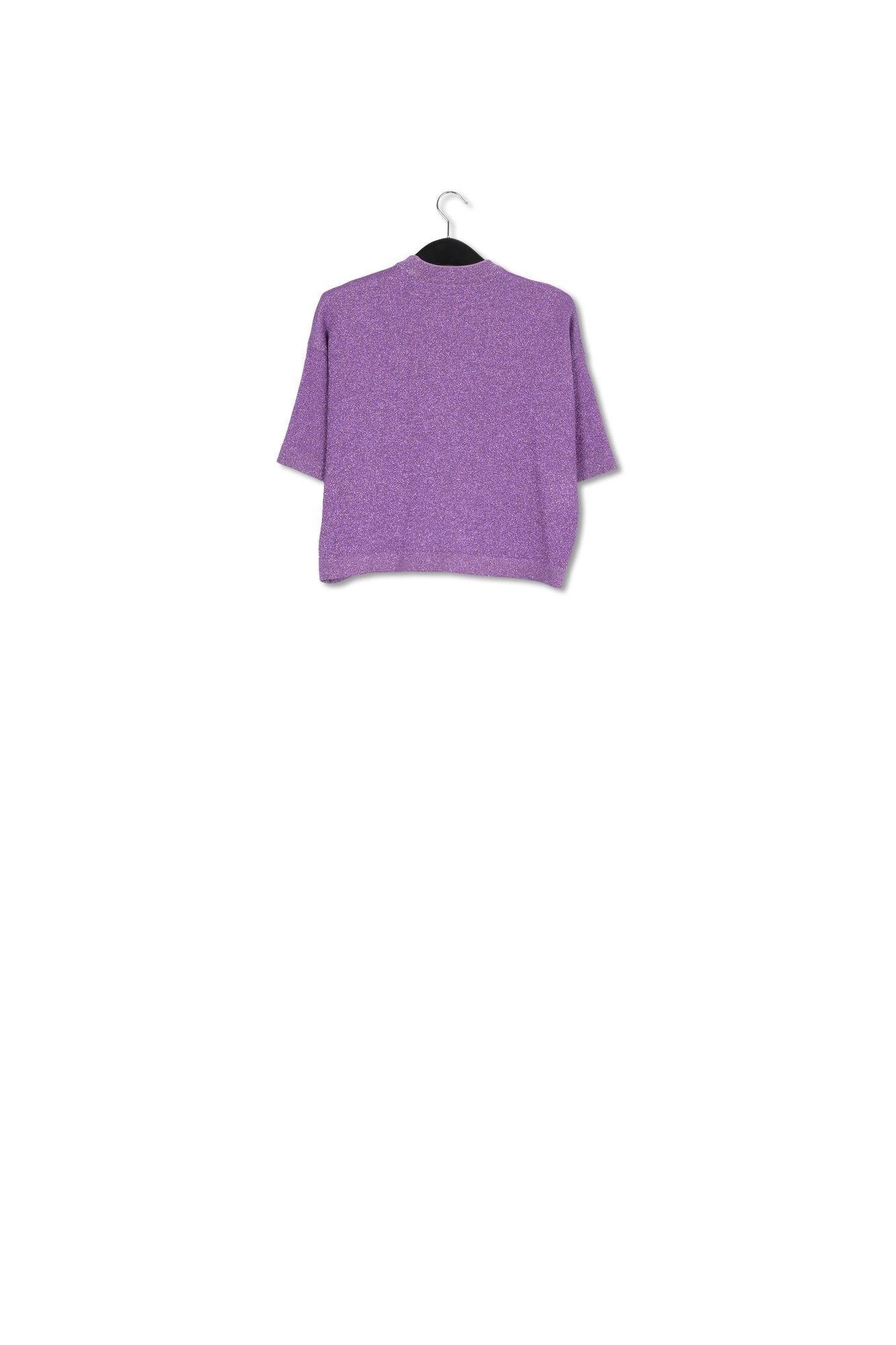 Purple lurex short-sleeved sweater RE—SSENTIEL | Essentiel second hand
