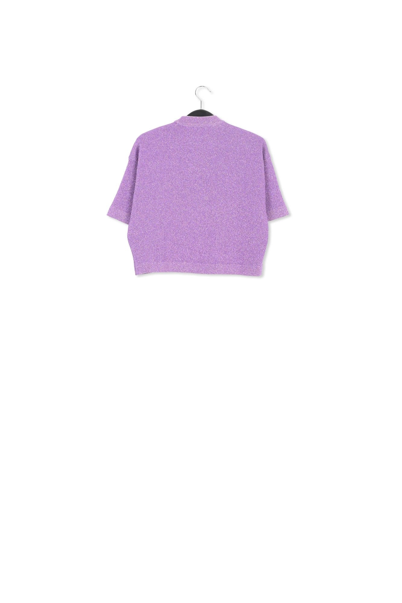 Purple lurex short-sleeved sweater RE—SSENTIEL | Essentiel second hand