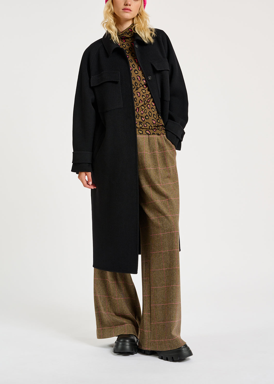 Khaki leopard-print turtleneck top RE—SSENTIEL | Essentiel second hand