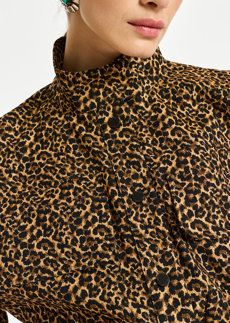 Jacquard knee-length dress with leopard motif RE—SSENTIEL | Essentiel second hand