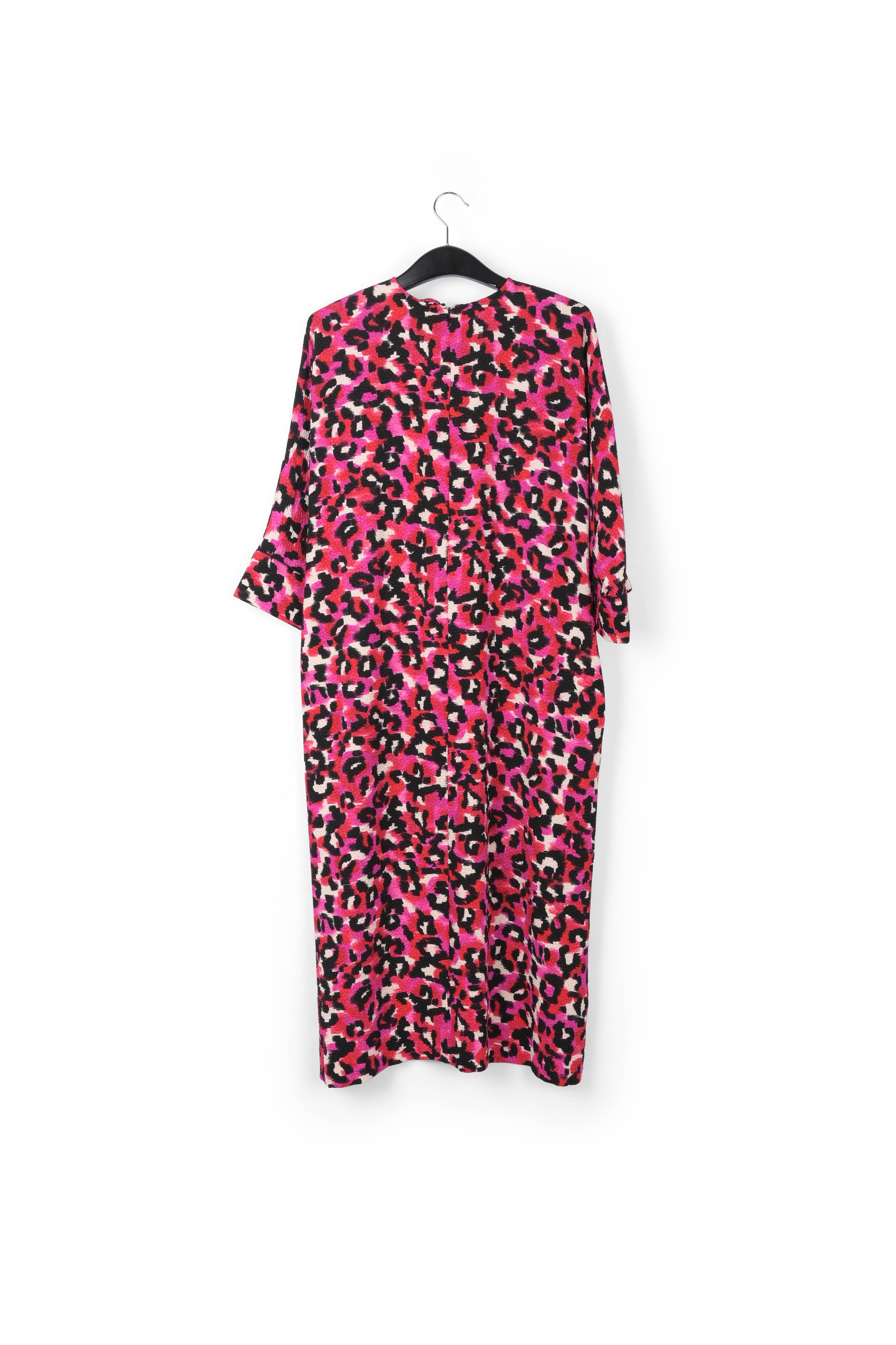 Pink and red leopard print midi dress RE—SSENTIEL | Essentiel second hand