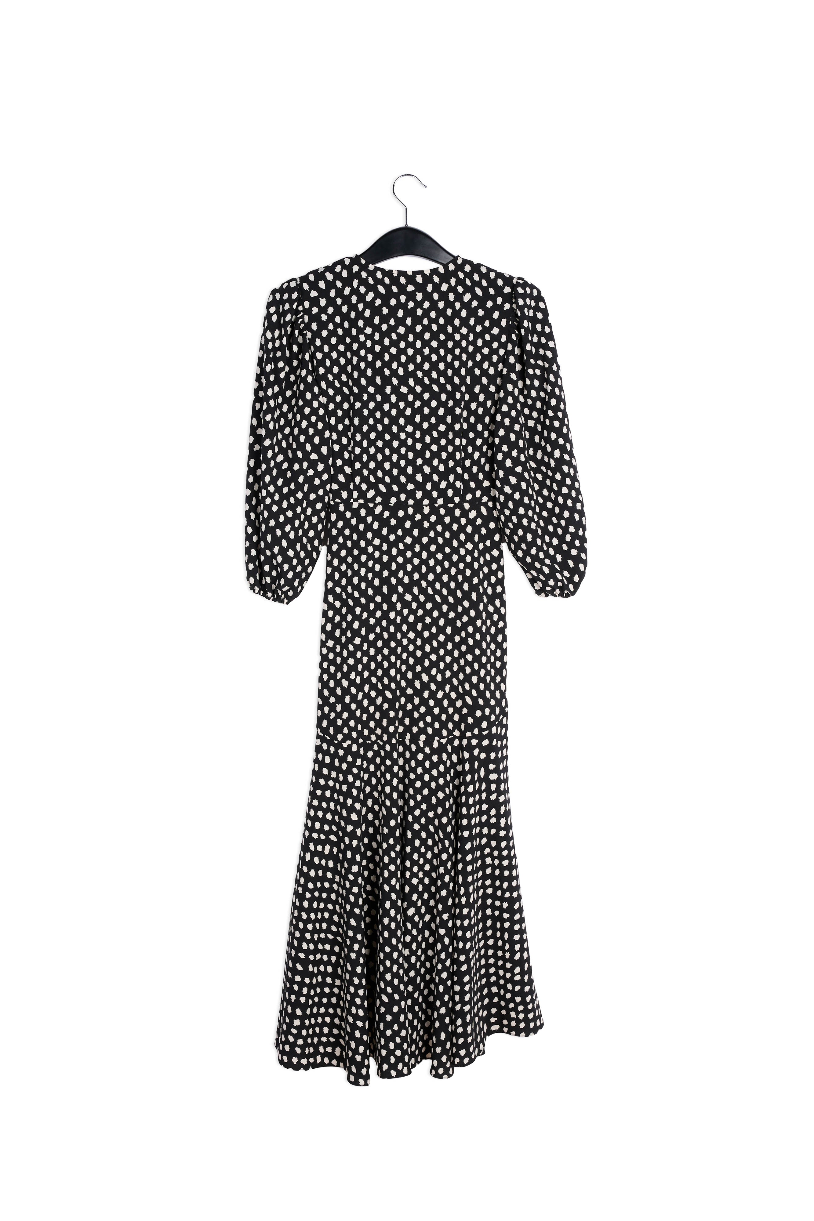 Black polka dot wrap maxi dress RE—SSENTIEL | Essentiel second hand
