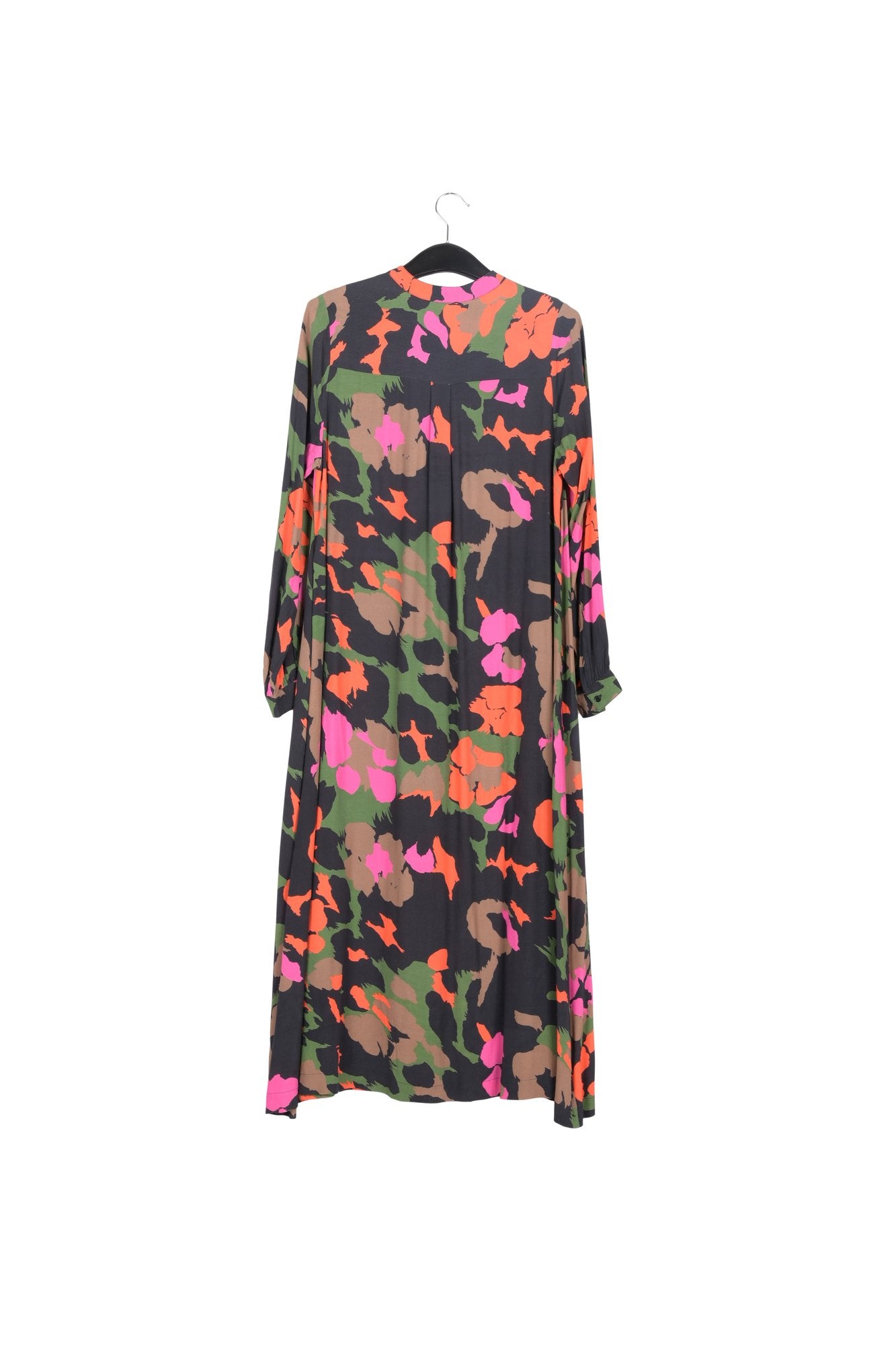Black, brown and orange abstract print midi-length shirt dress RE—SSENTIEL | Essentiel second hand