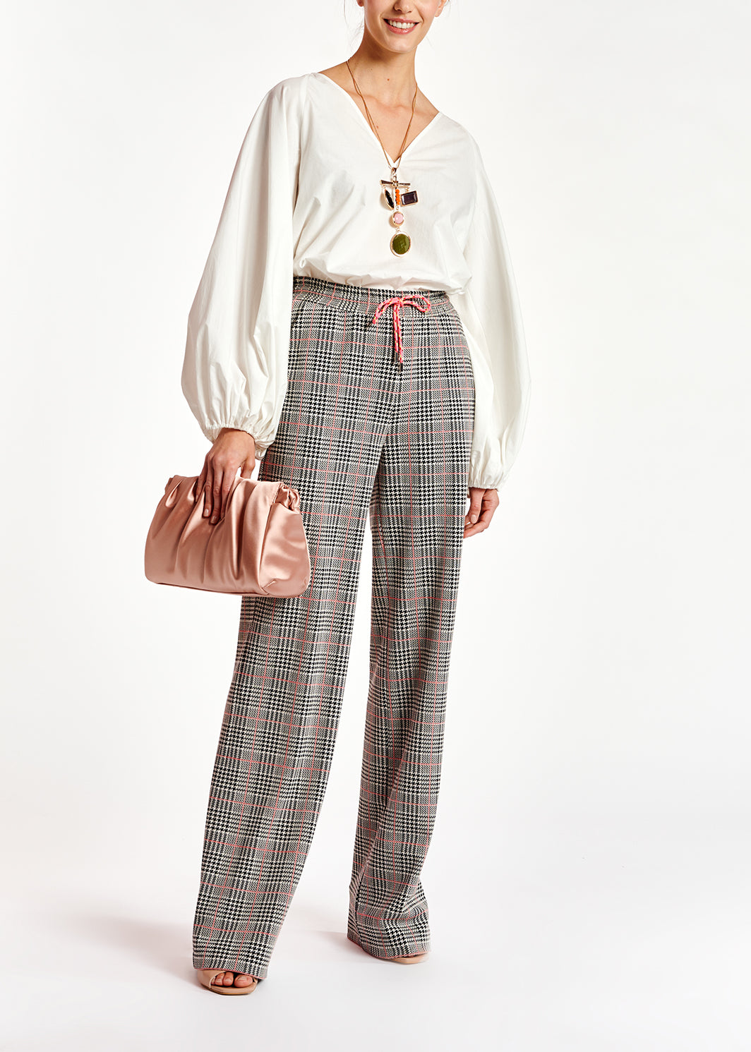 White V-neck top with puffed sleeves RE—SSENTIEL | Essentiel second hand