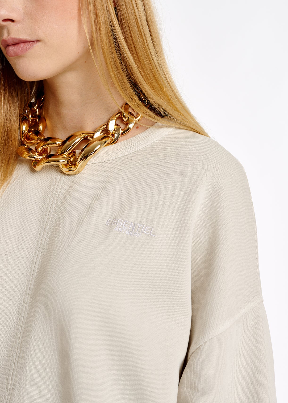 Off-white organic-cotton jersey sweatshirt RE—SSENTIEL | Essentiel second hand