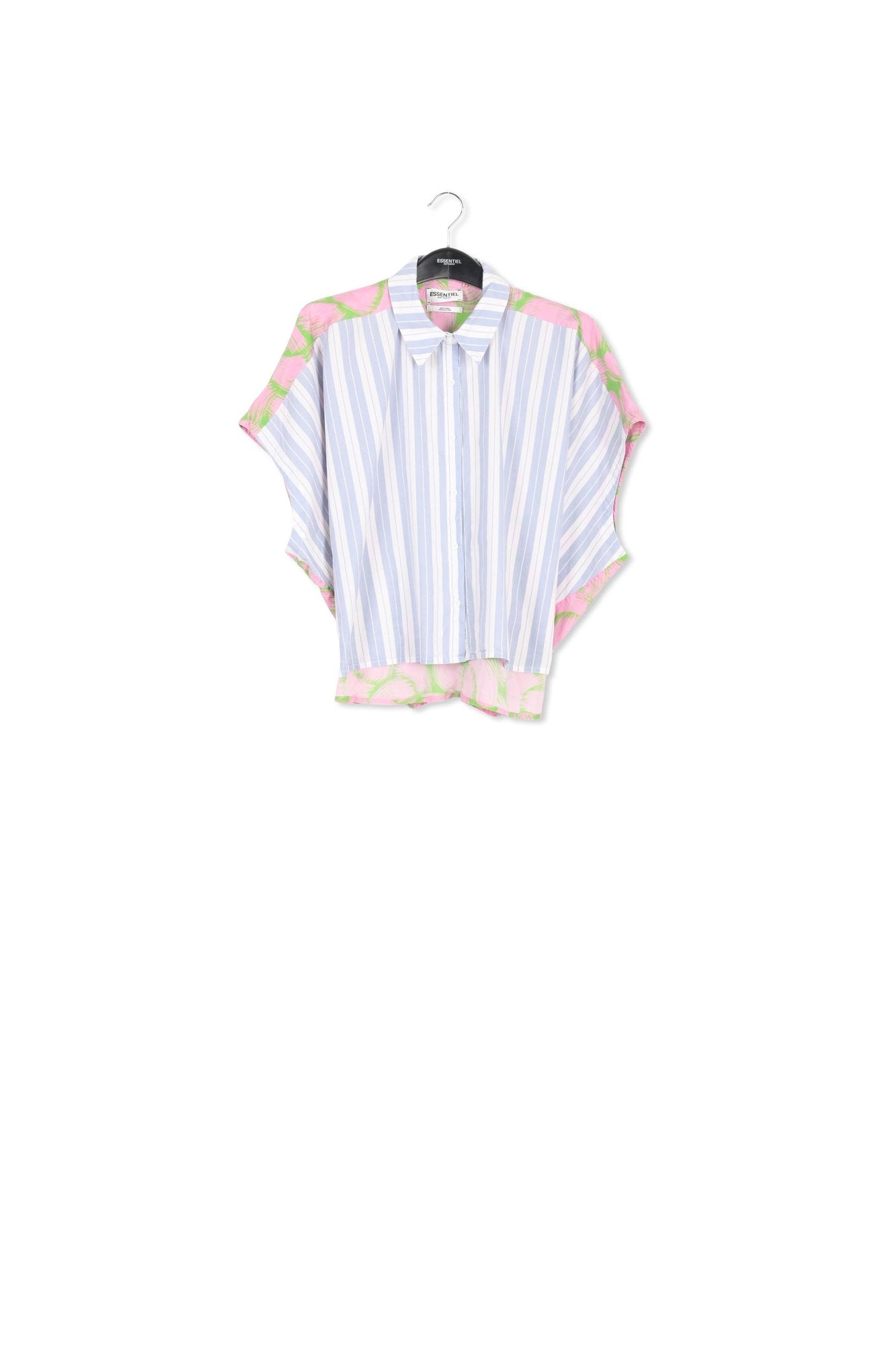 Blue and white striped shirt with pink silk back panel RE—SSENTIEL | Essentiel second hand