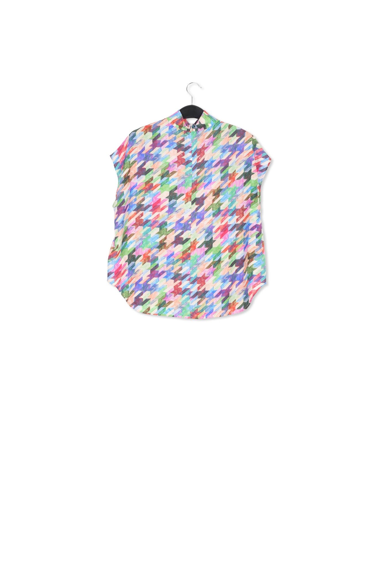 Top en soie à imprimé géométrique multicolore RE—SSENTIEL | Essentiel second hand