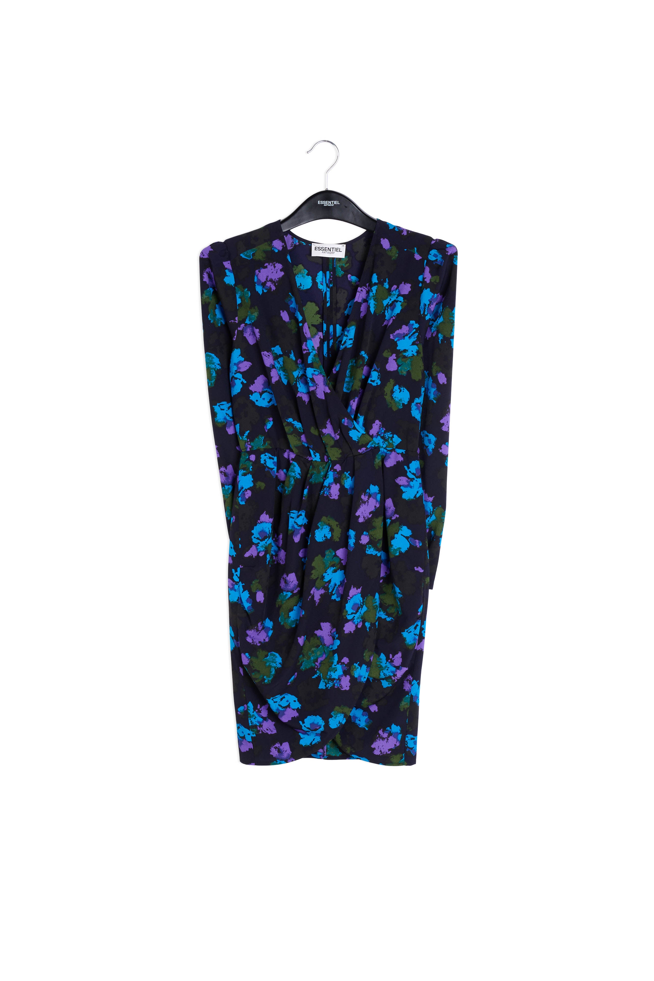 Black and red wrap effect midi dress RE—SSENTIEL | Essentiel second hand