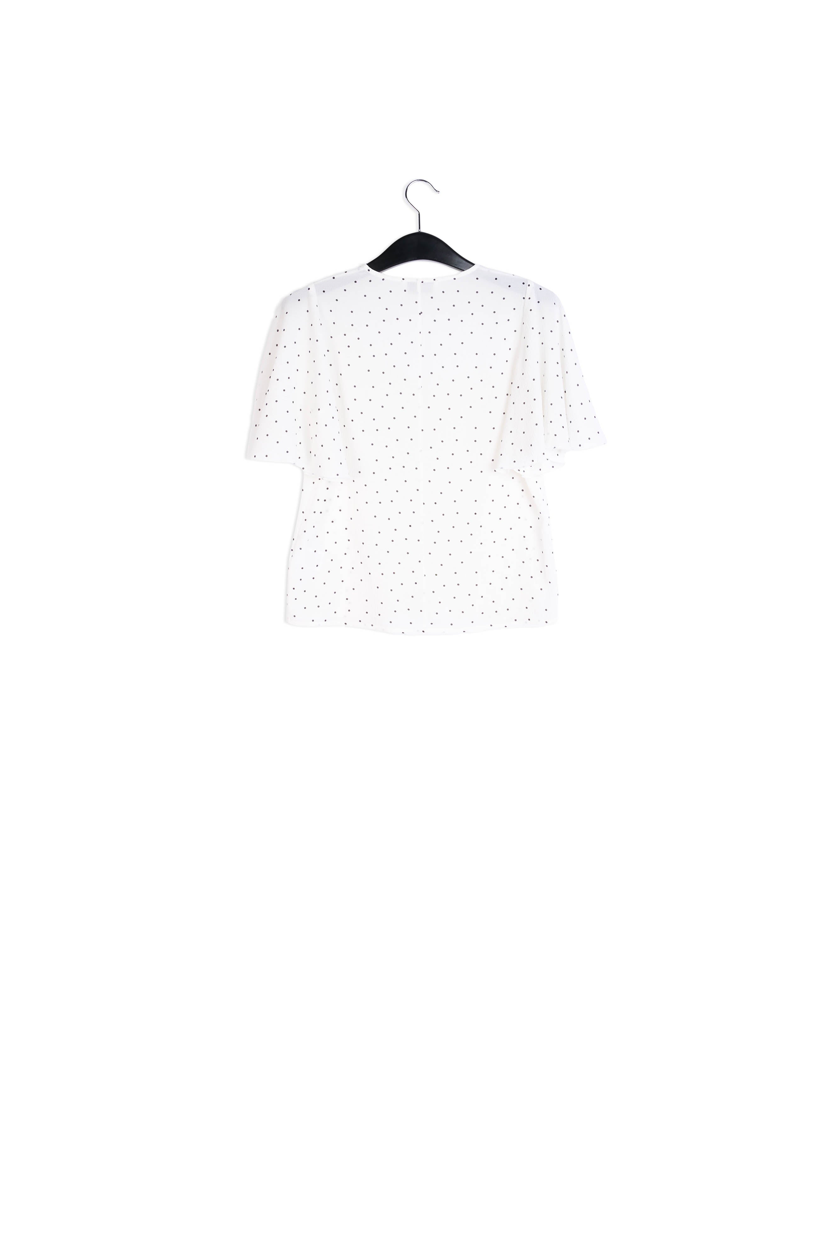 White polka dot v-neck top RE—SSENTIEL | Essentiel second hand