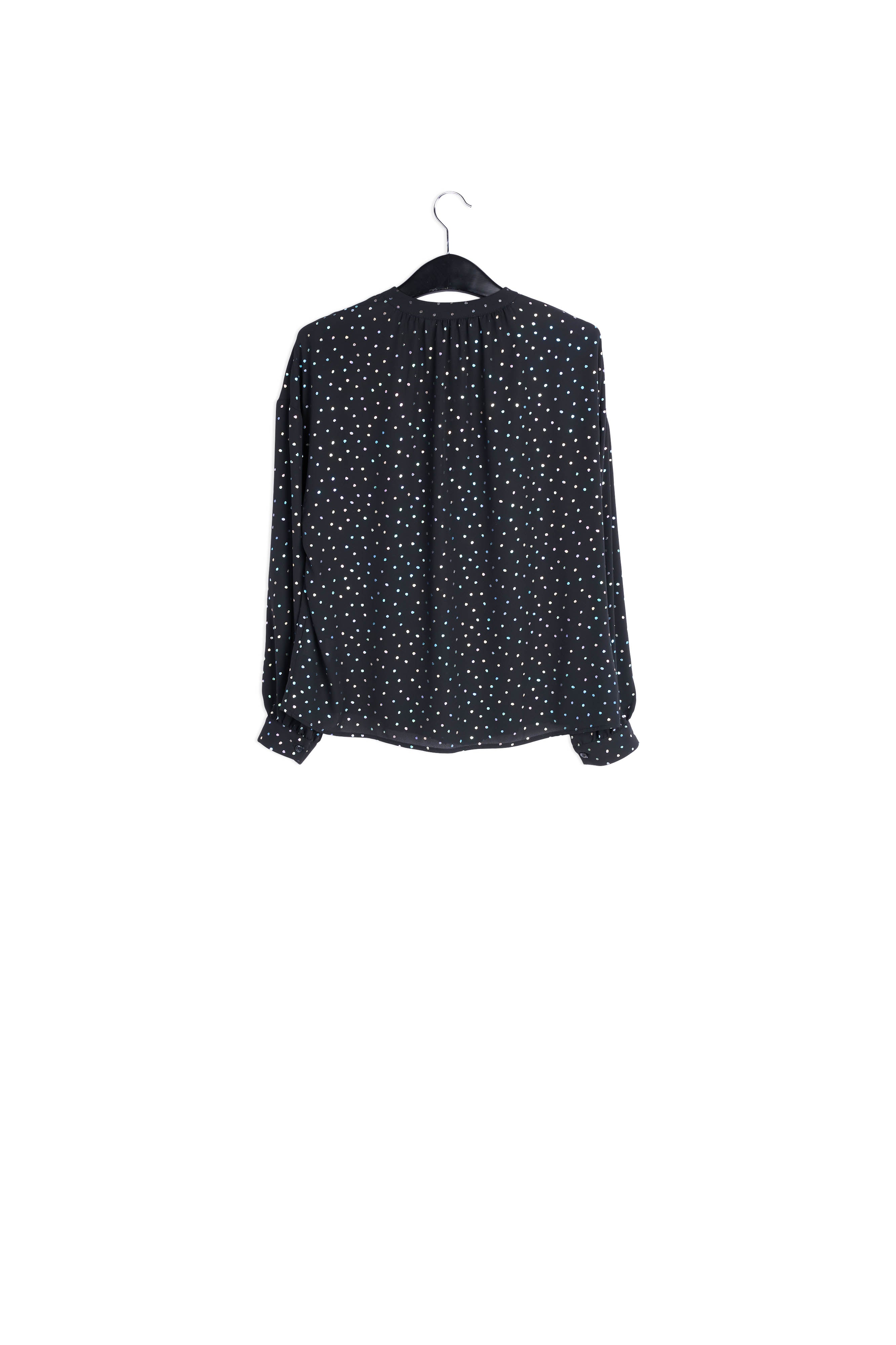 Black buttoned blouse with holographic polka dots RE—SSENTIEL | Essentiel second hand