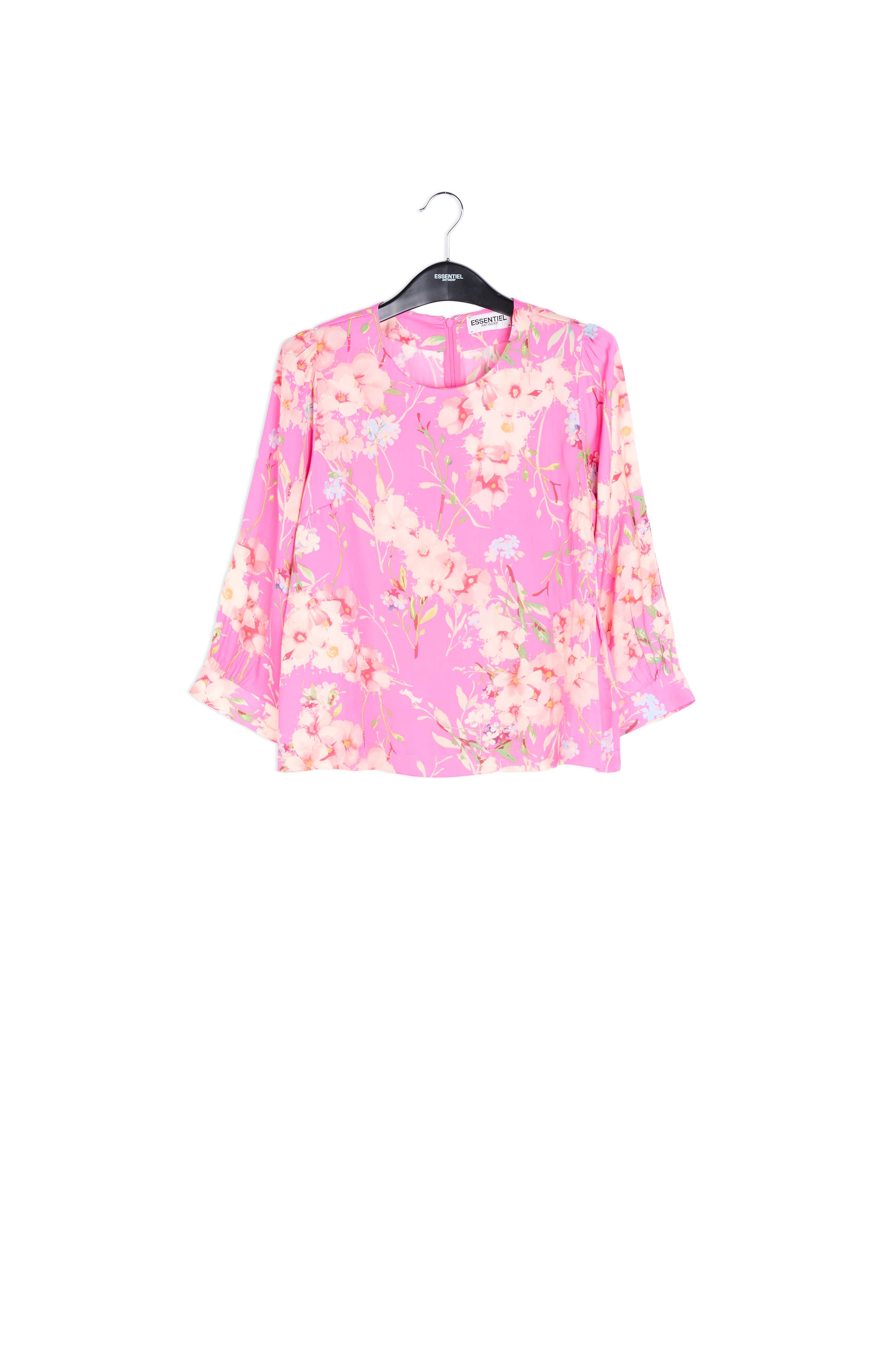 Pink floral top with puff sleeves RE—SSENTIEL | Essentiel second hand