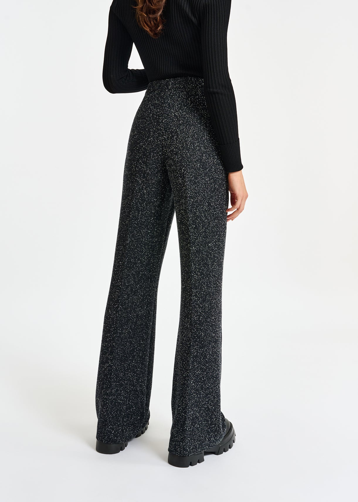Black wide-leg bouclé pants RE—SSENTIEL | Essentiel second hand