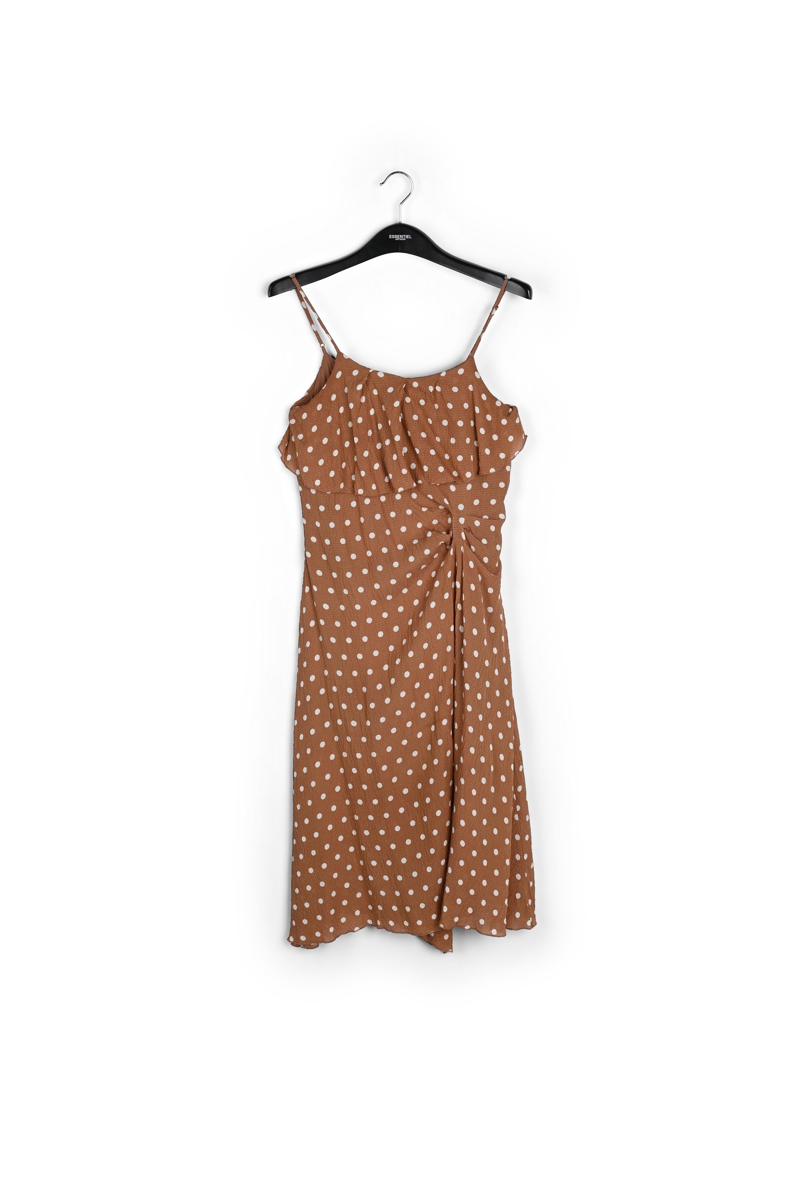 Bruine cami-jurk met witte stippen RE—SSENTIEL | Essentiel second hand