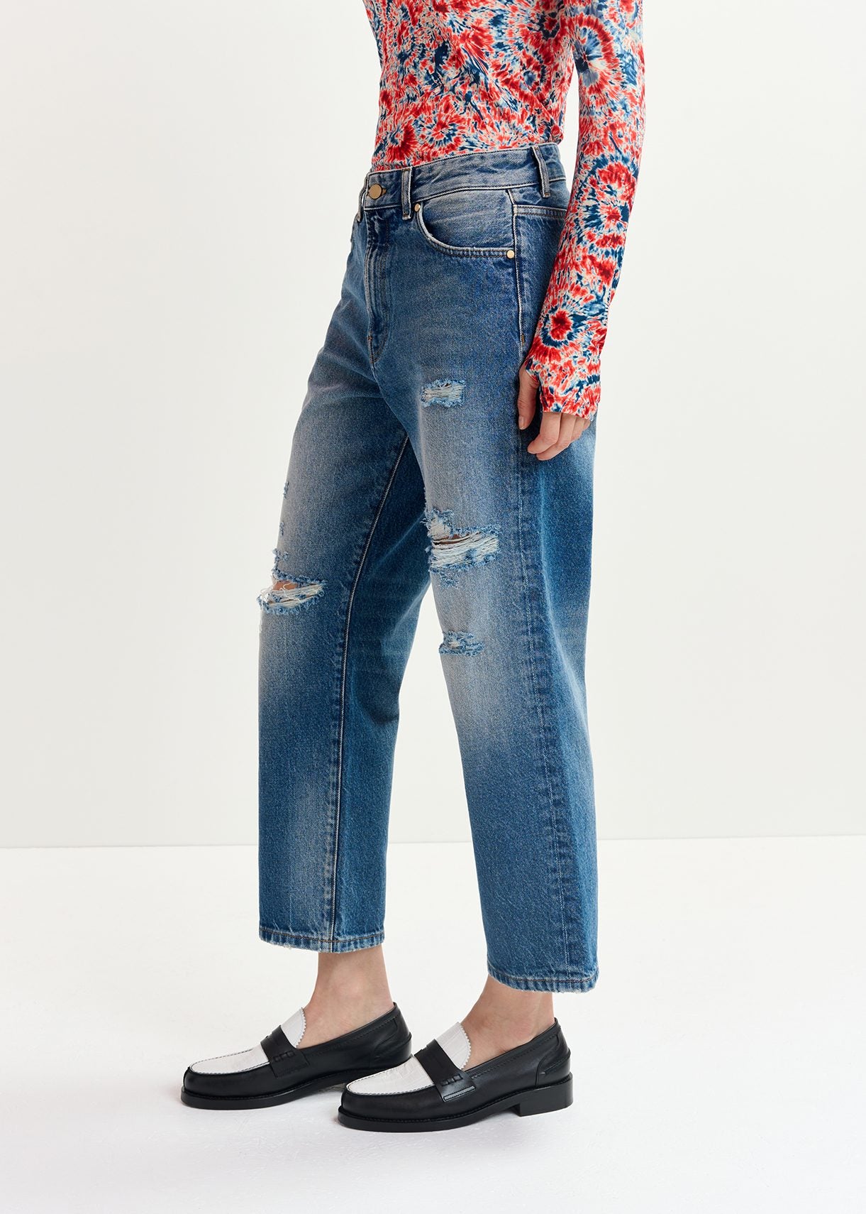 Blue distressed boyfriend jeans RE—SSENTIEL | Essentiel second hand