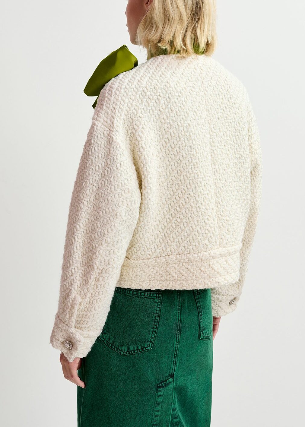 Ecru wool-blend tweed jacket RE—SSENTIEL | Essentiel second hand