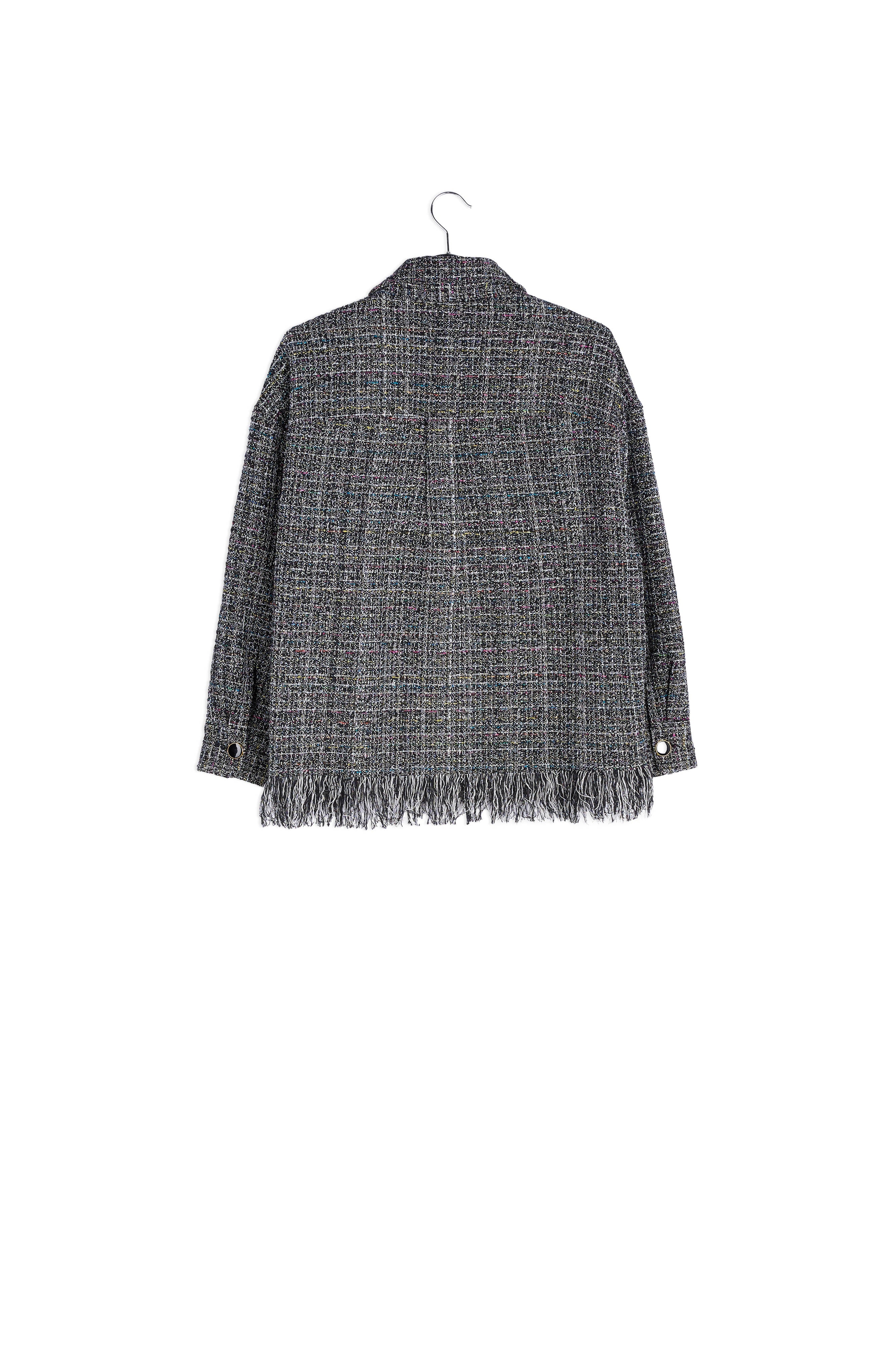 Black check jacket with fringed hem RE—SSENTIEL | Essentiel second hand