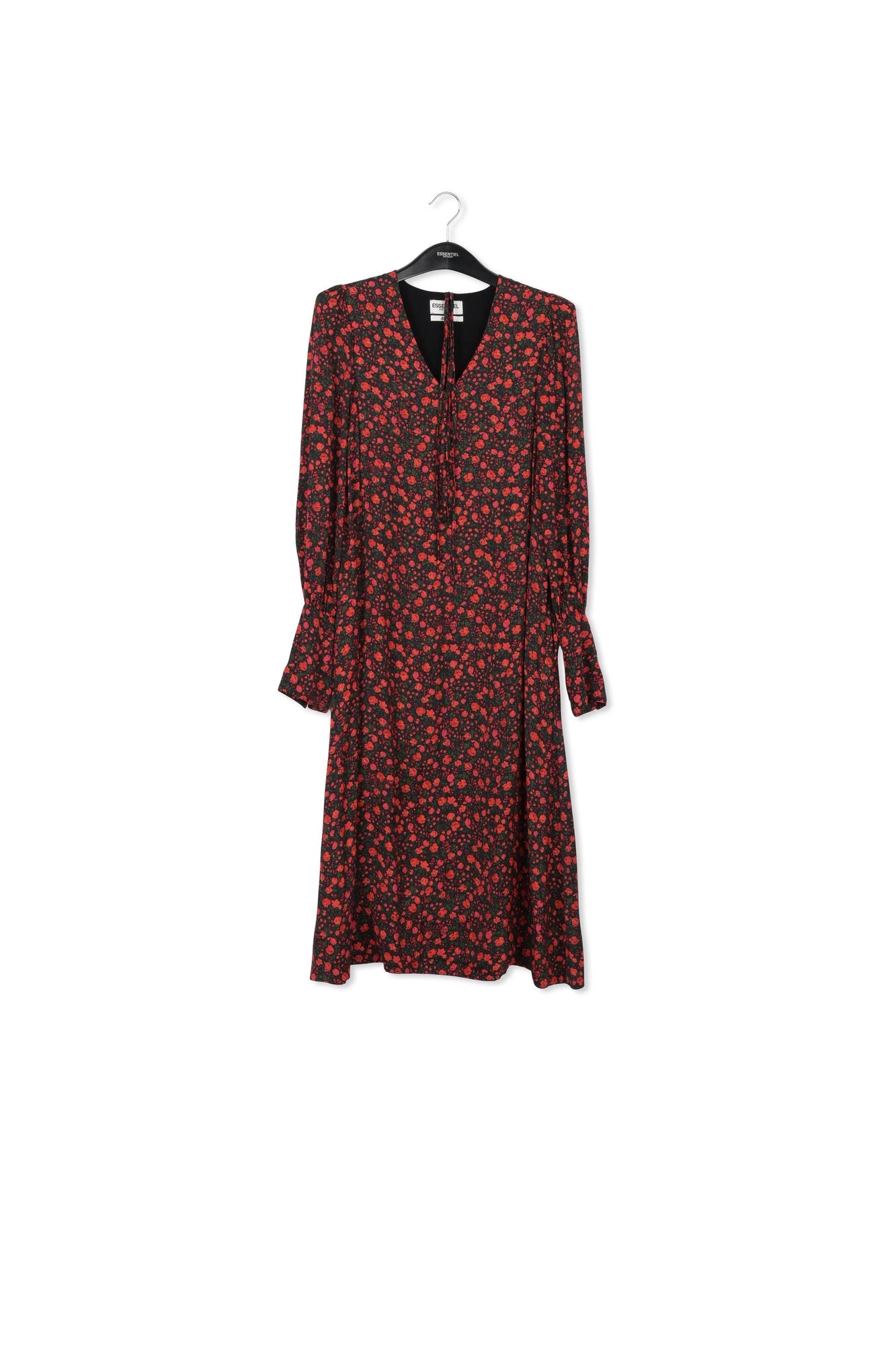 Black and red floral print maxi dress RE—SSENTIEL | Essentiel second hand