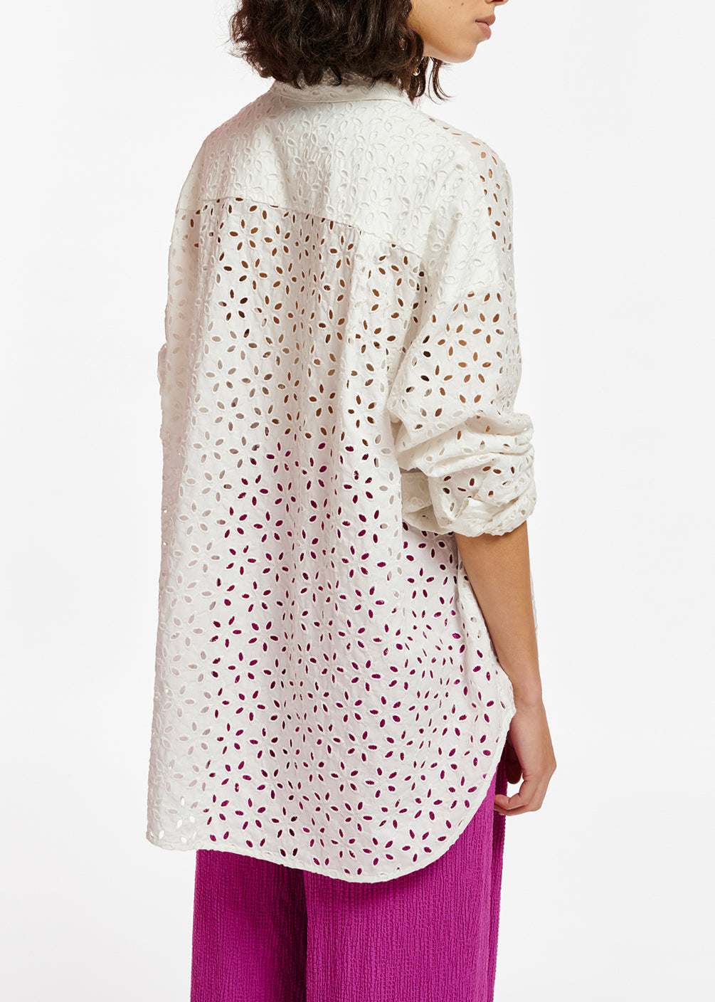 White broderie anglaise cotton shirt RE—SSENTIEL | Essentiel second hand