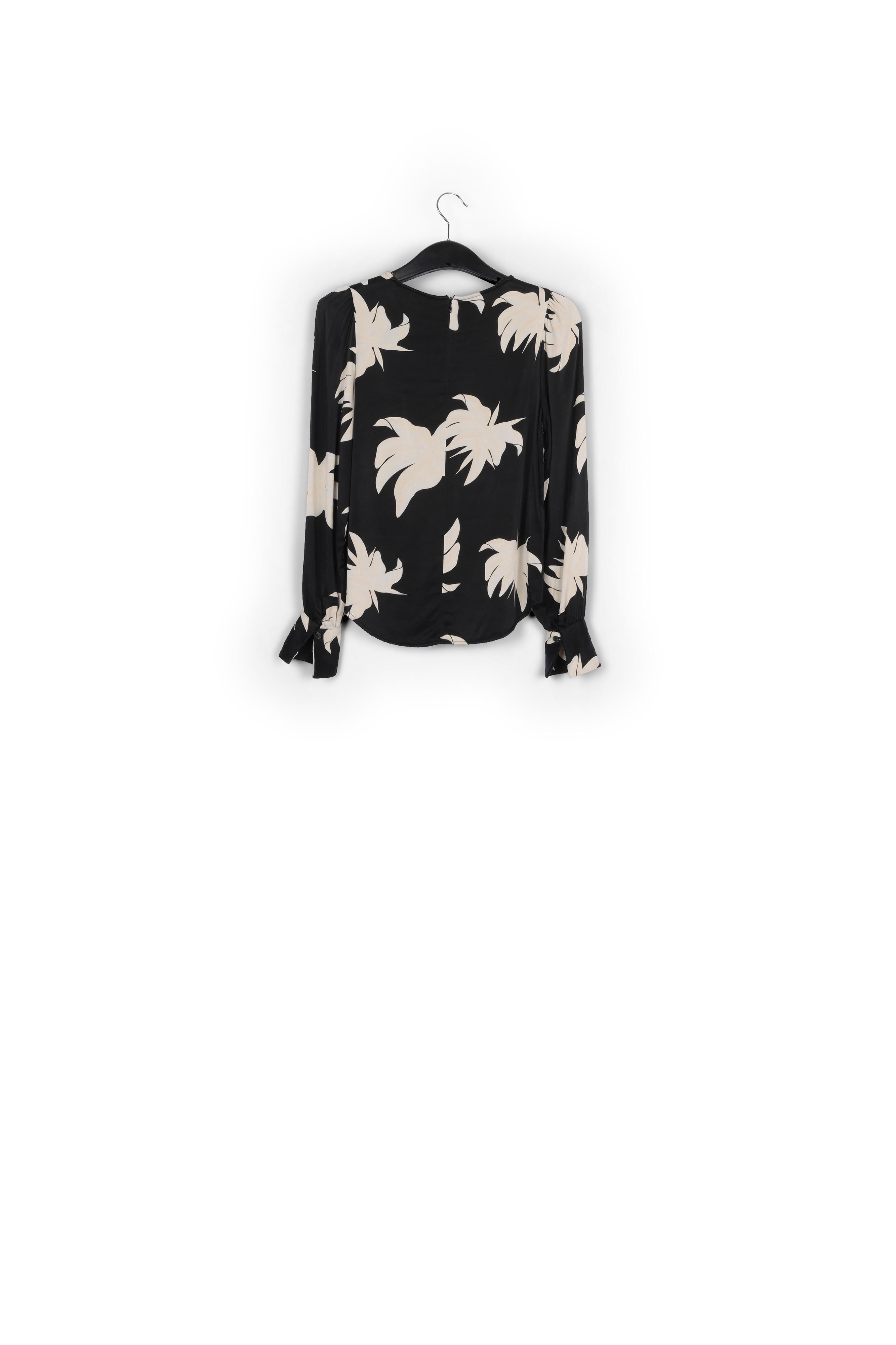 Top met zwart en gebroken witte bloemenprint RE—SSENTIEL | Essentiel second hand