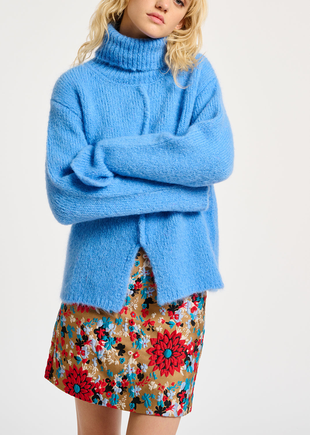 Pull à col roulé en mohair mélangé bleu RE—SSENTIEL | Essentiel second hand