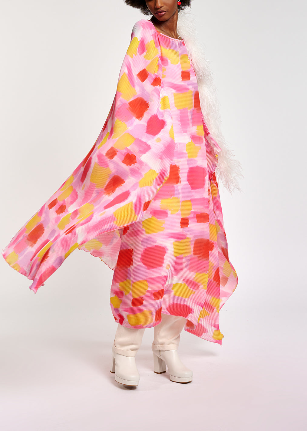 Pink and yellow pissé maxi-length kaftan dress RE—SSENTIEL | Essentiel second hand