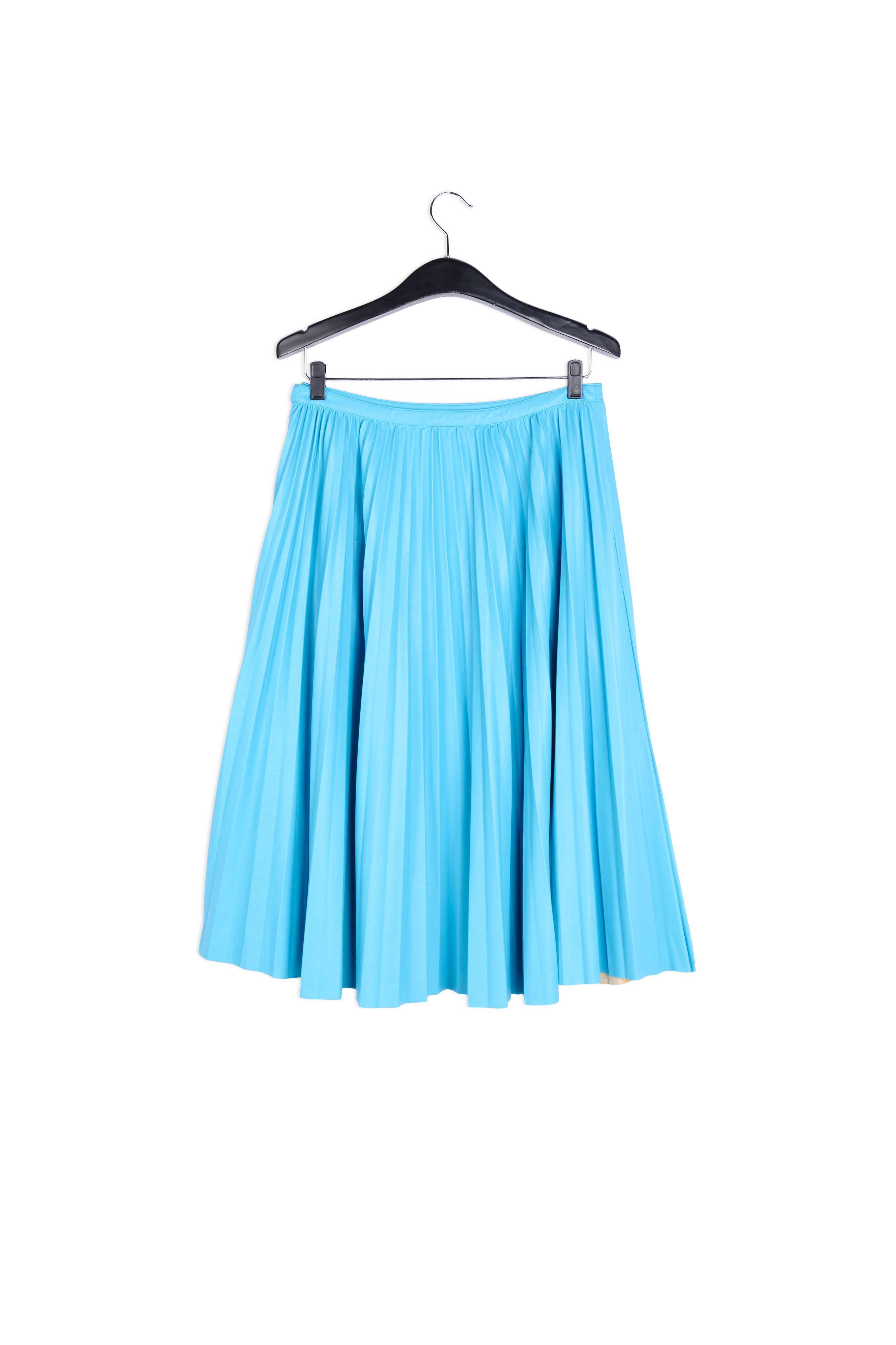Blue faux leather plissé skirt RE—SSENTIEL | Essentiel second hand